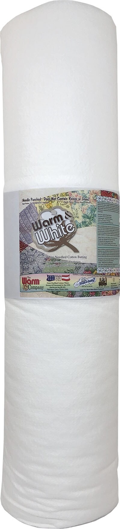 Warm &#x26; White 45&#x22; x 40 YD Cotton Batting &#x2013; Premium Needle-Punched, Chemical-Free Quilting Batting, Ideal for Quilts &#x26; Crafts