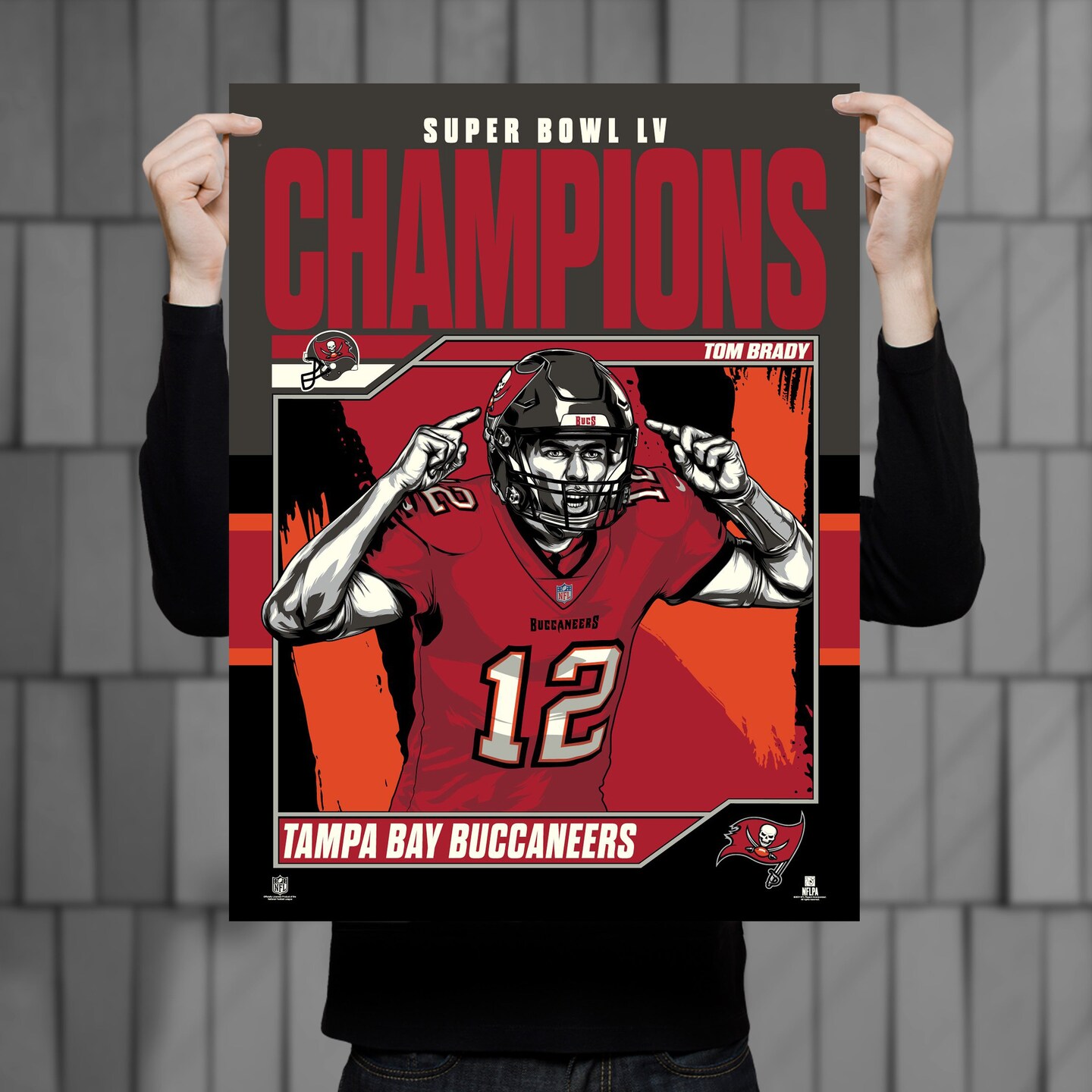 Phenom Gallery Tampa Bay Buccaneers Super Bowl LV Champs Tom Brady 18&#x22; x 24&#x22; Deluxe Framed Serigraph