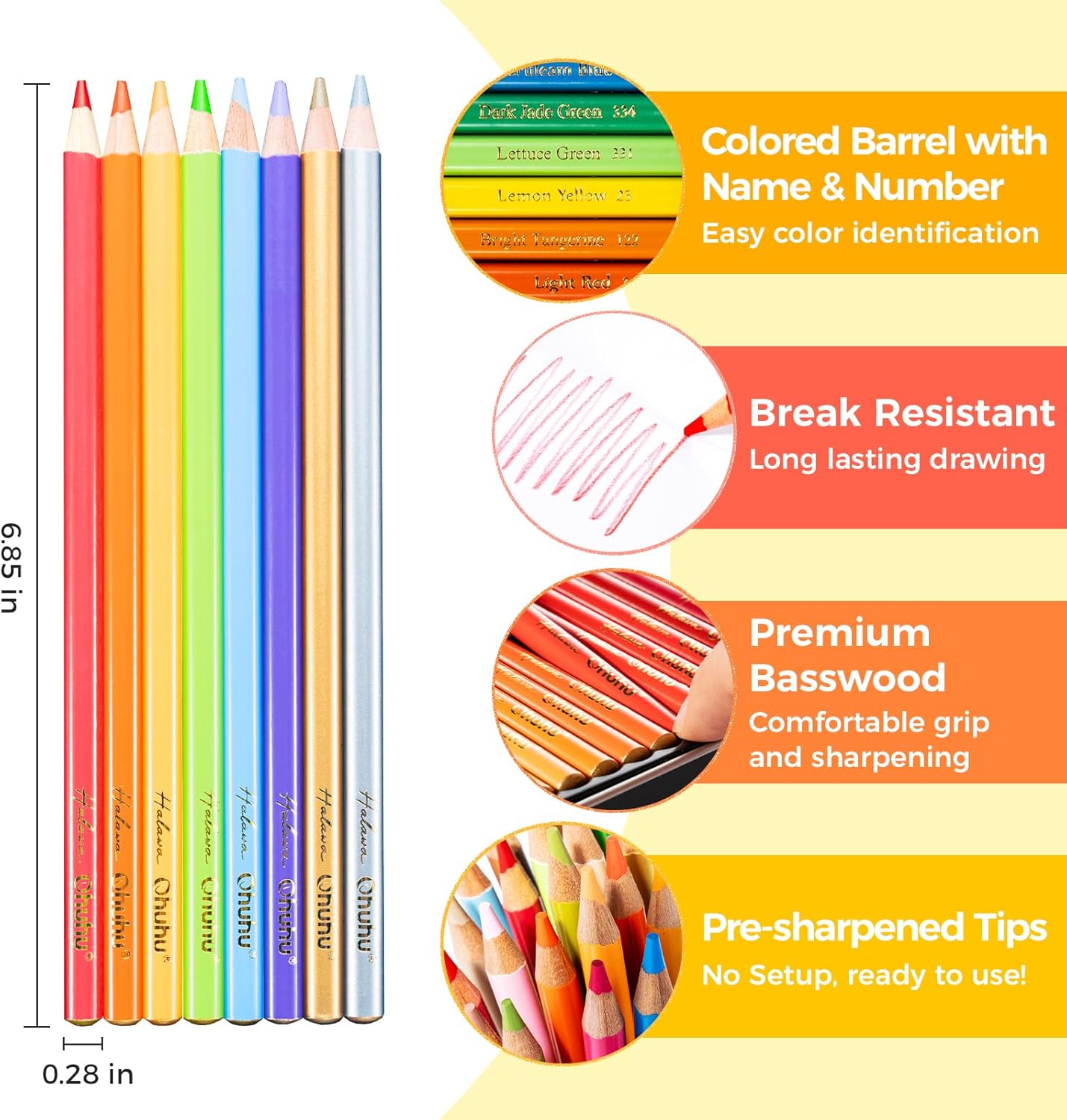 Ohuhu Colored Pencils 72-color: Oil-based Drawing Pencils for Coloring Portrait Sketching Landscape, Durable Soft Core, Professional Color Pencils 72 Pack for Artist, Adult &#x26; Beginners, Halawa Series