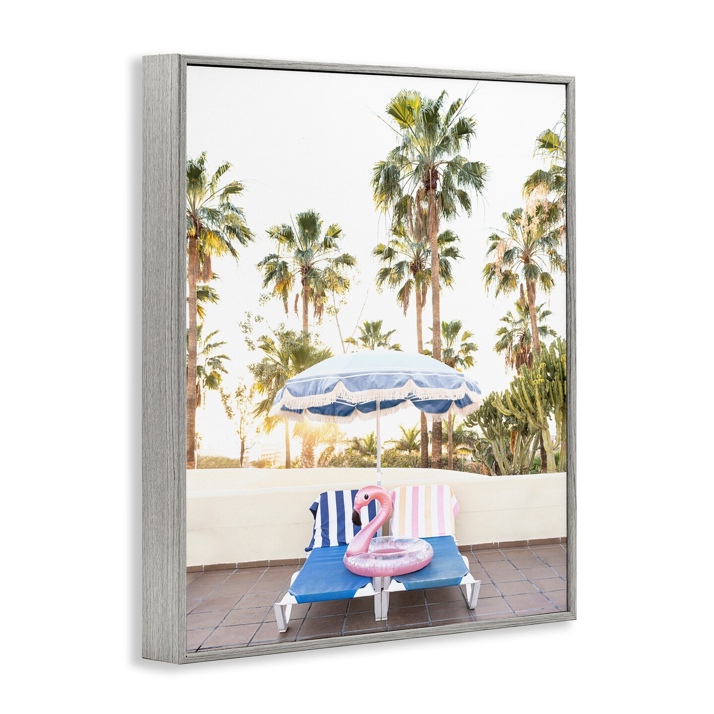 Stupell Industries Poolside Flamingo Float Framed Giclee Wall Art Design by Sisi and Seb