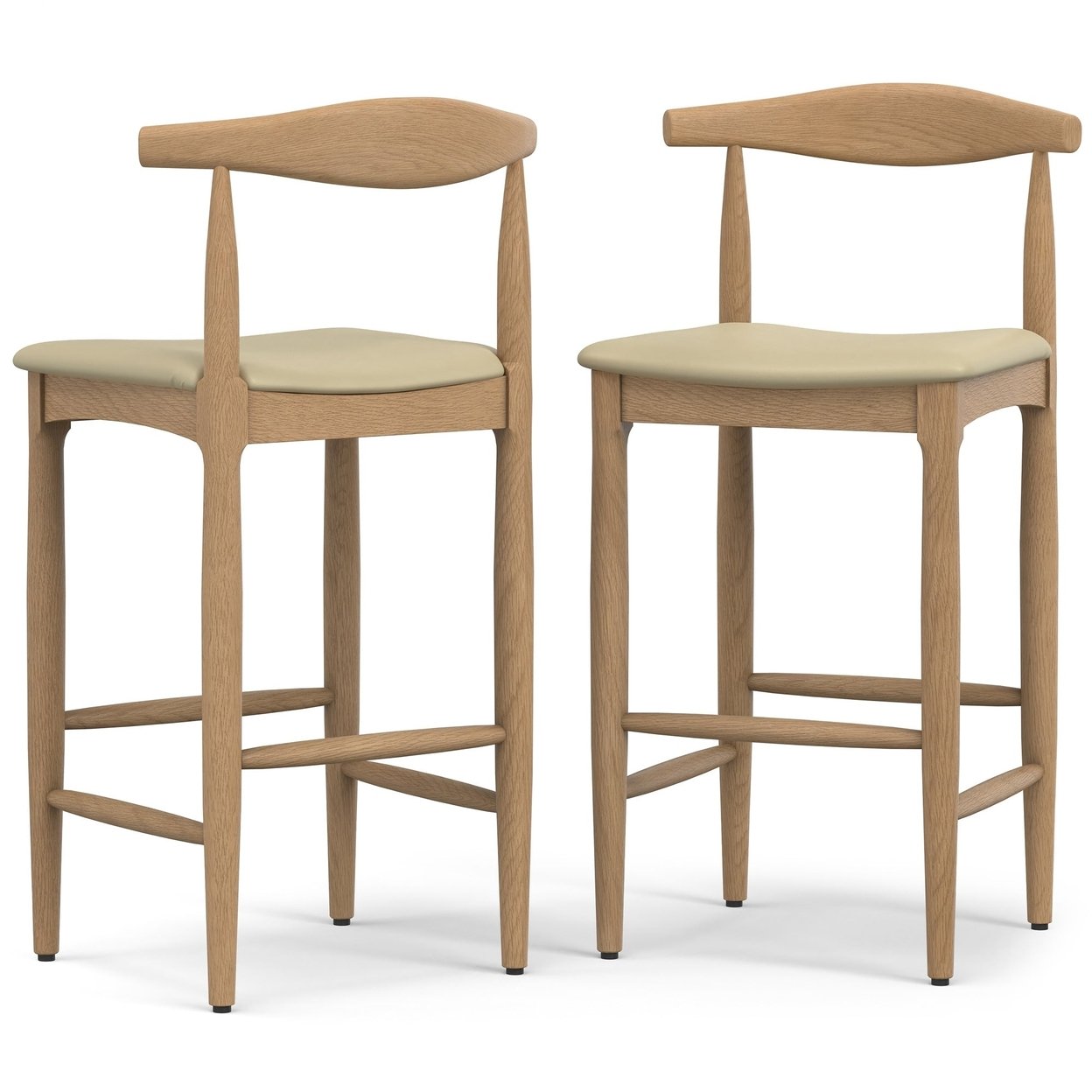 Molly Bar Stool Mid Century Modern Black Vegan Leather Padded Seat Walnut Frame 40.5&#x22;
