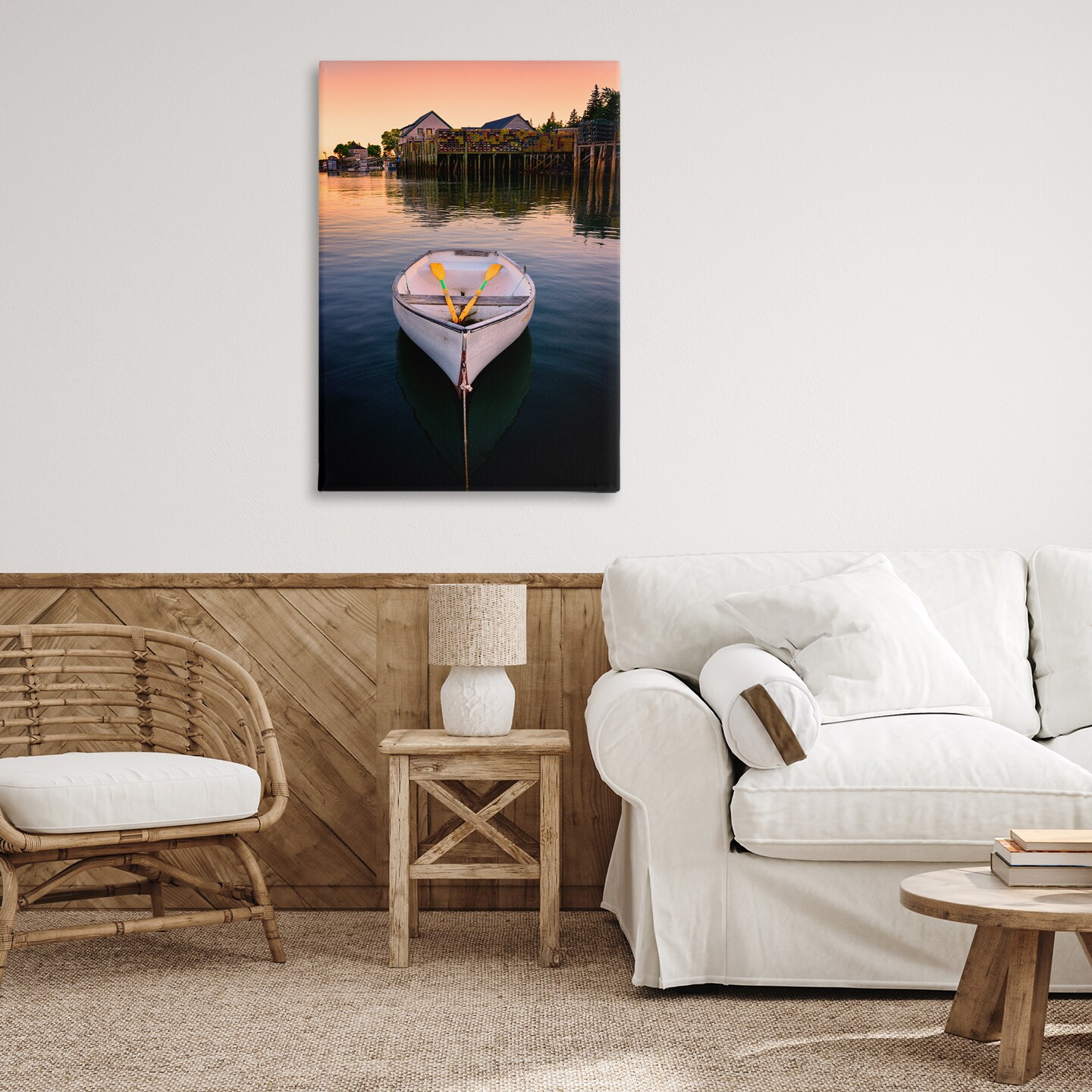 Stupell Industries Docked Rowboat with Oars Canvas Wall Art Design by Rick Berk