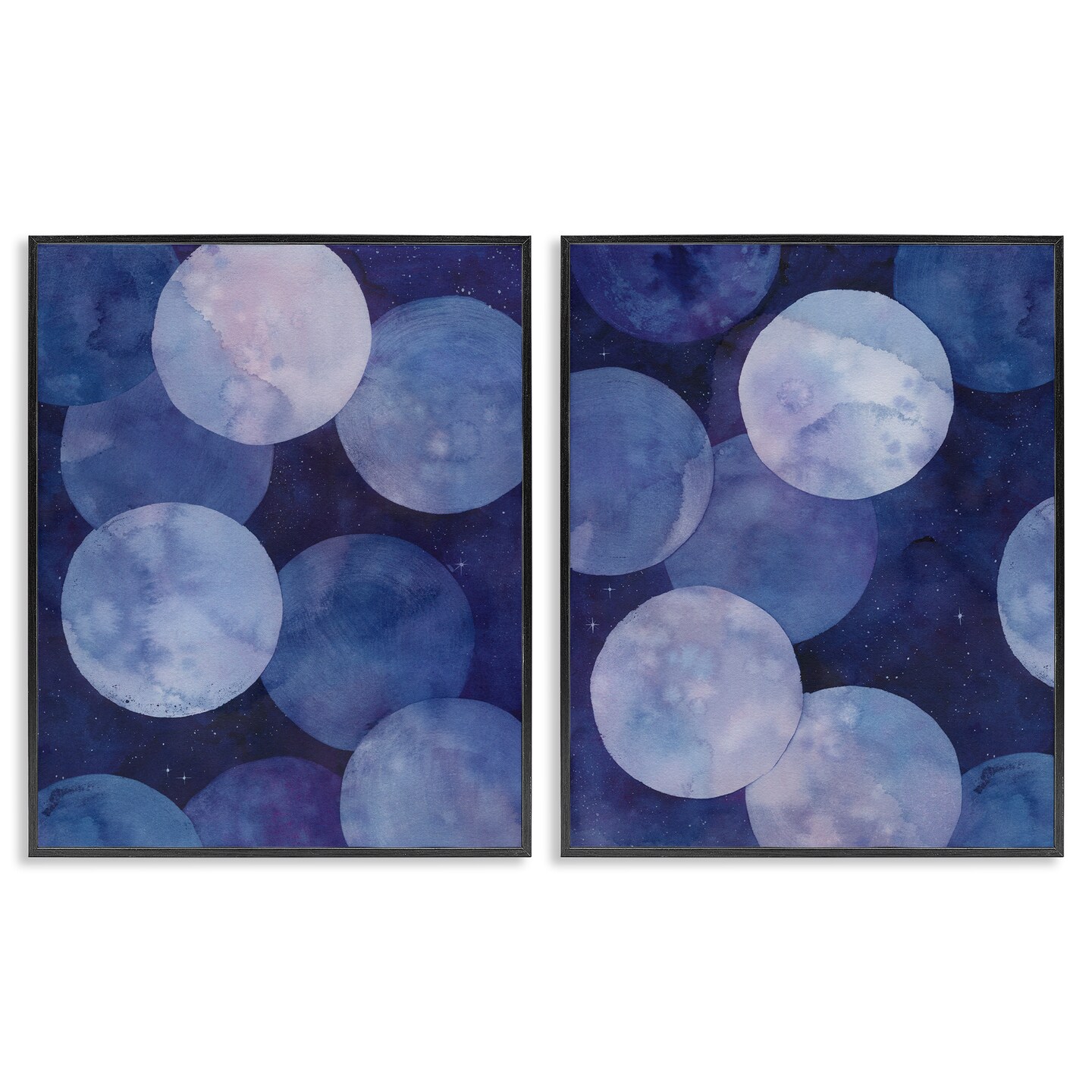 Stupell Industries Abstract Blue Purple Circle Bubbles 2 pc Framed Giclee Wall Art Set Design by Grace Popp
