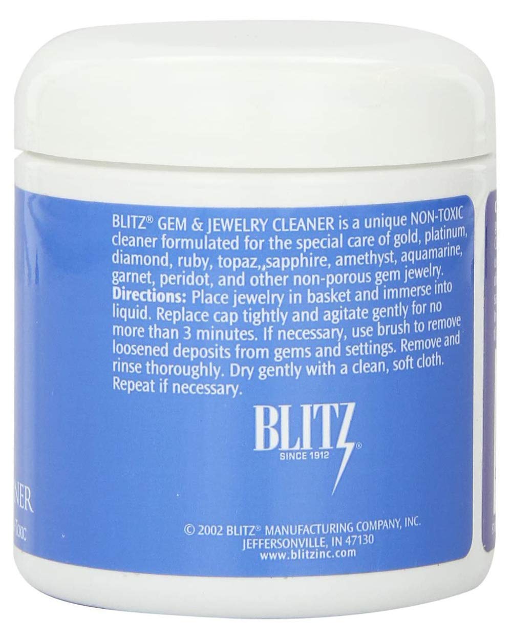 Blitz Gem &#x26; Jewelry Cleaner with Basket &#x26; Brush - 2 Jars - Made in the USA