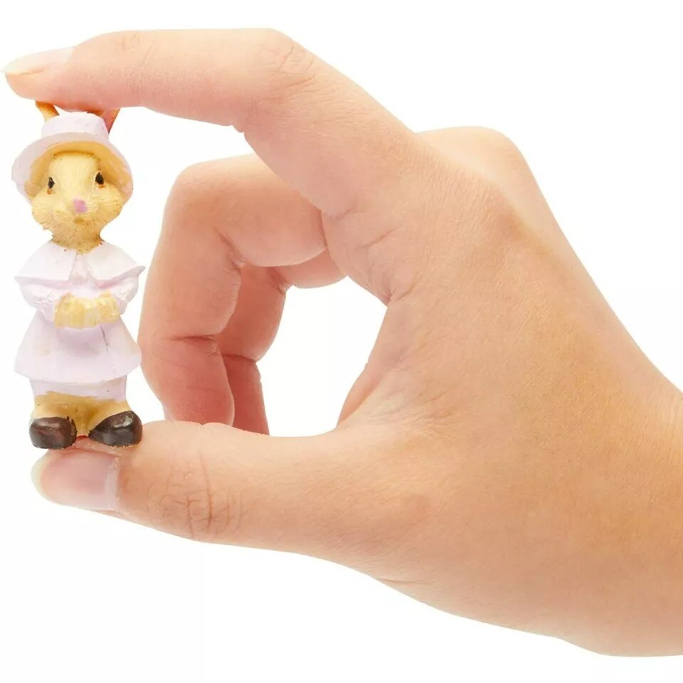 6x Easter Mini Bunny Statues for Spring Party, Garden Decorations 2.2 Inches