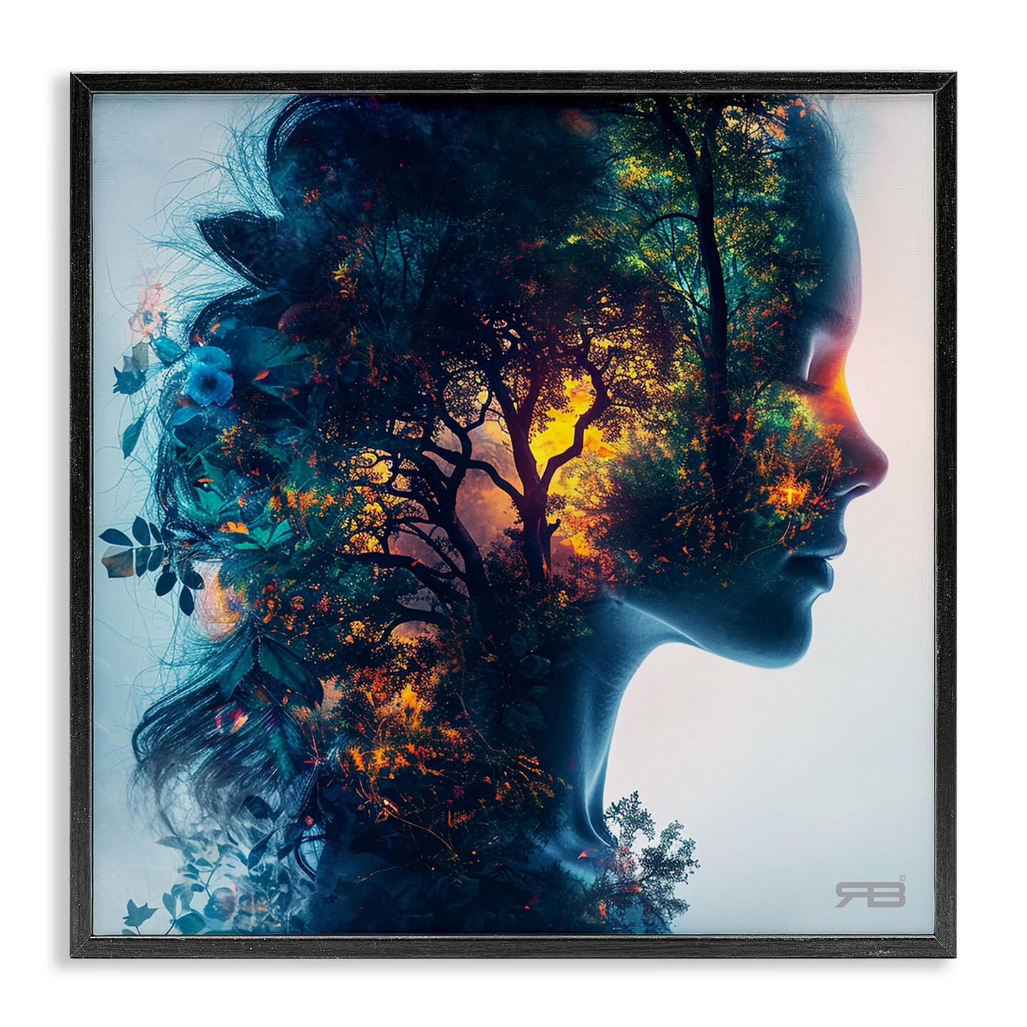 Stupell Industries Glowing Tree Girl Portrait Framed Giclee Wall Art Design by RB