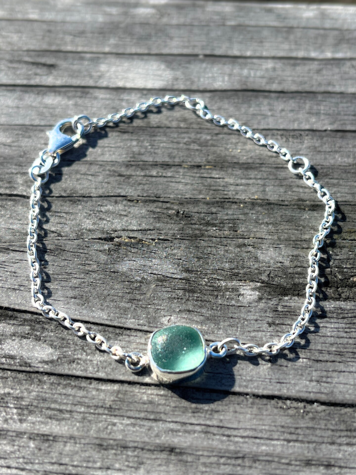 Dainty Sea Glass Bracelet Adjustable Sterling Silver Beach Glass Bracelet  Sea Glass Jewelry for Women Sea Glass Gifts Mermaid Jewelry MakerPlace by 