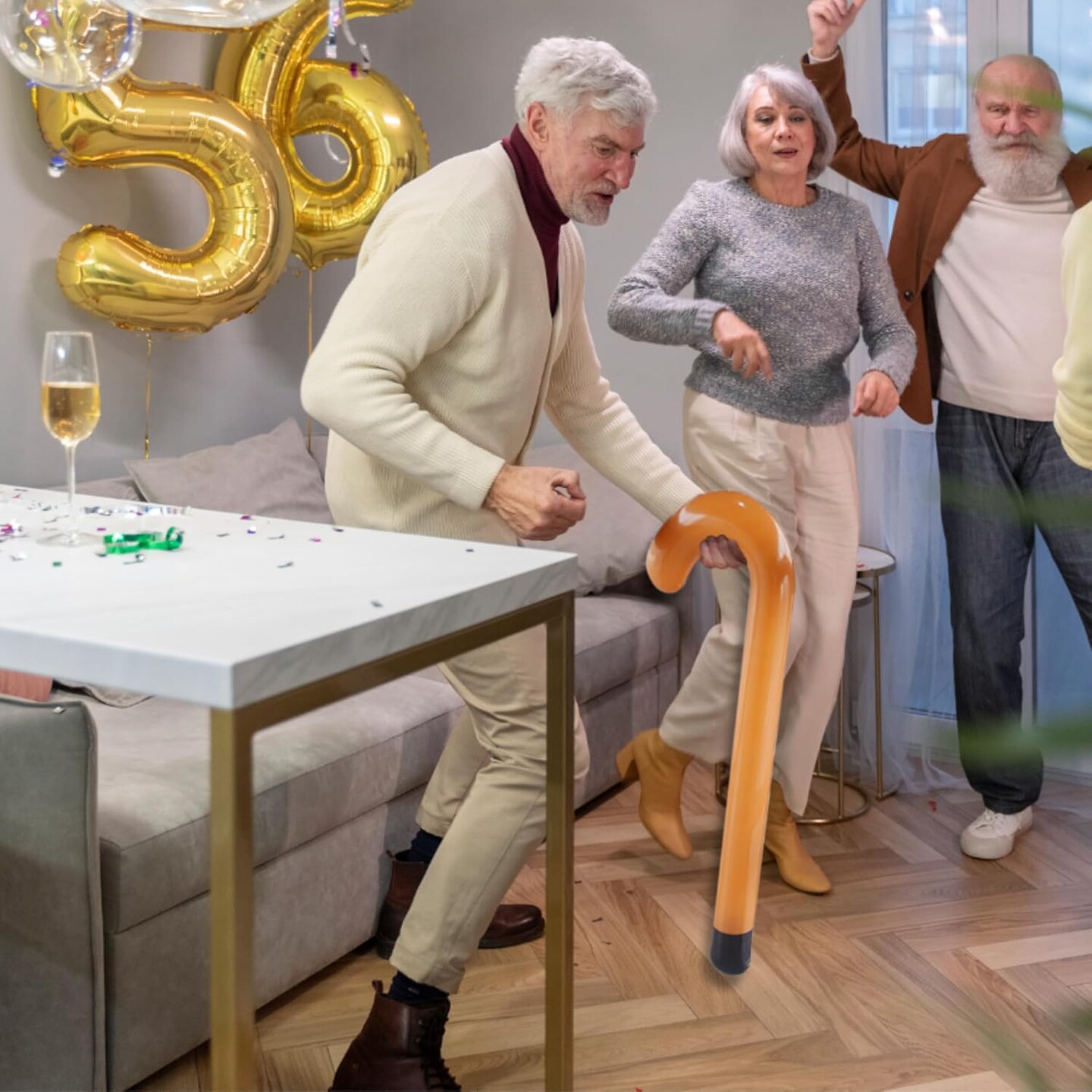 Old Man Inflatable Cane Walking Stick Crutch, Old Age Costume Accessory, Retirement Gag Gift Party Decorations