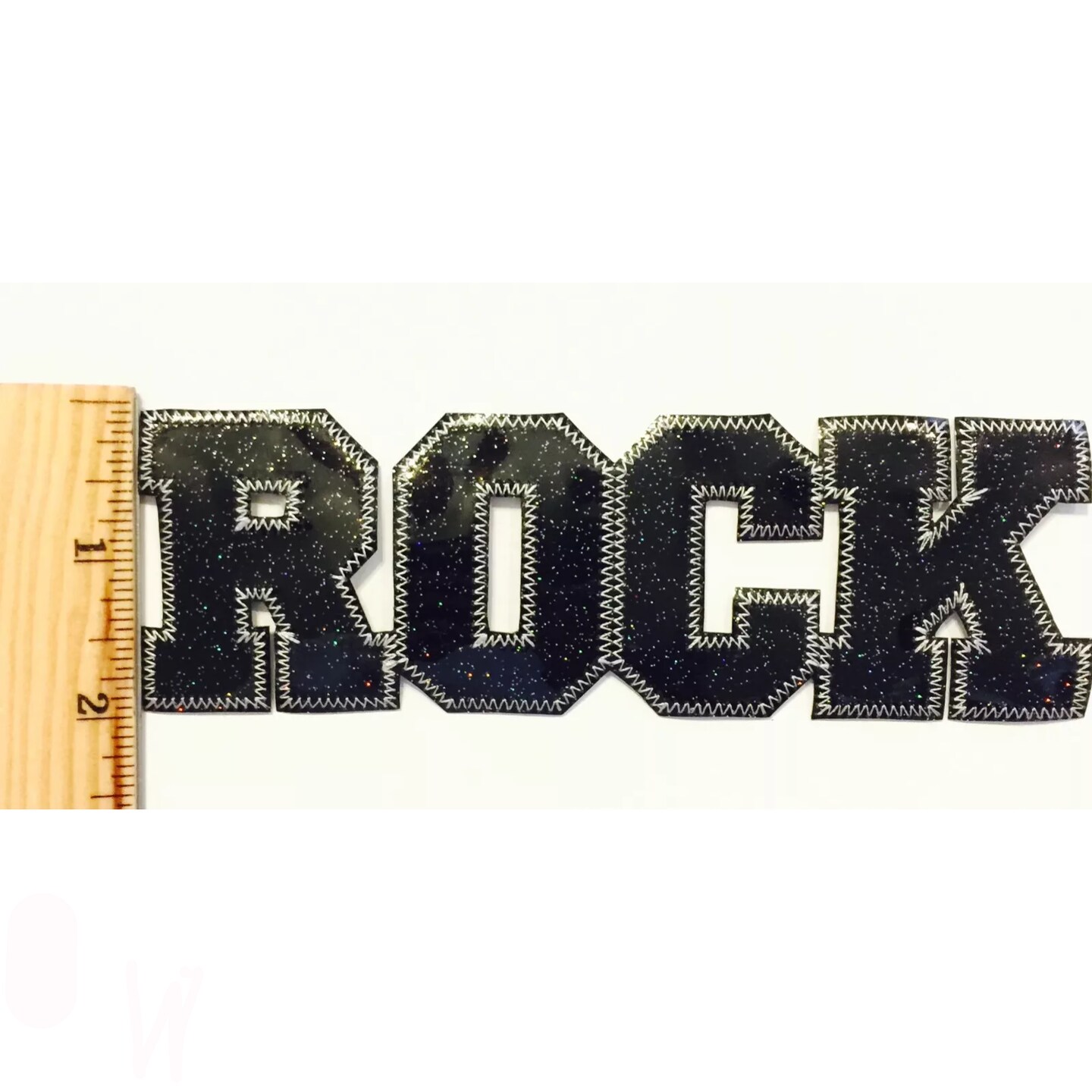 Kitcheniva Black Sparkle White Stitching Rock Patch Applique Sewing Crafts