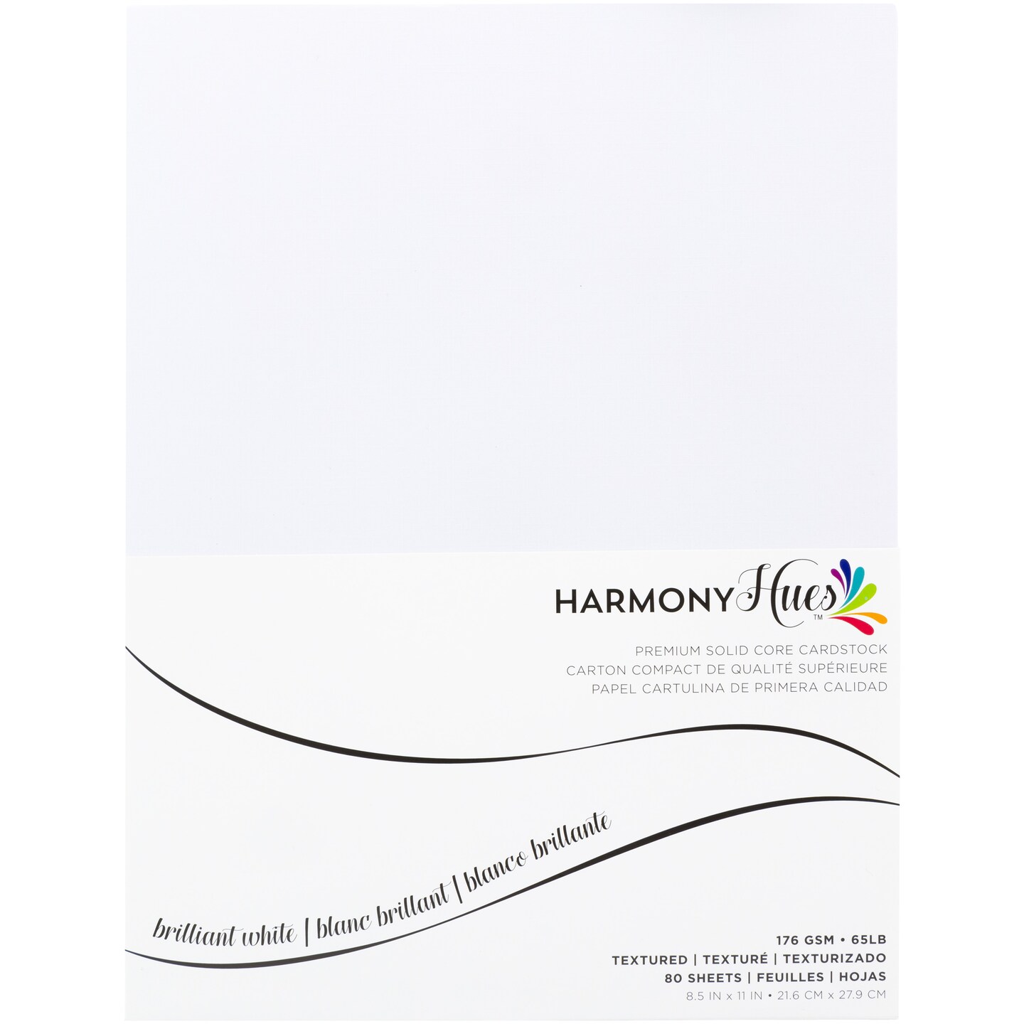 Harmony Hues 65# Textured Cardstock 8.5&#x22;X11&#x22; 80/Pkg -Brilliant White