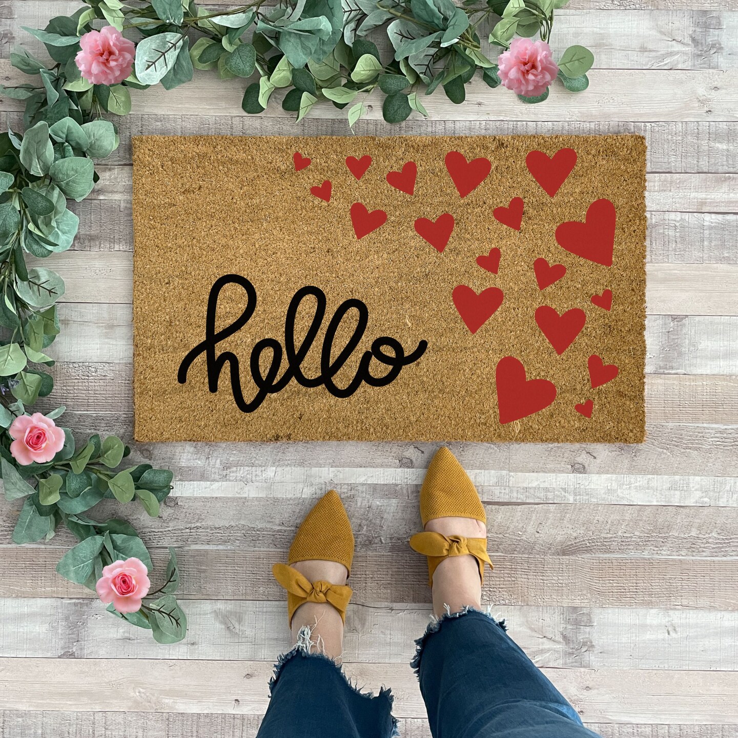 Hello Heart Doormat, Cute Valentine's Housewarming Gift