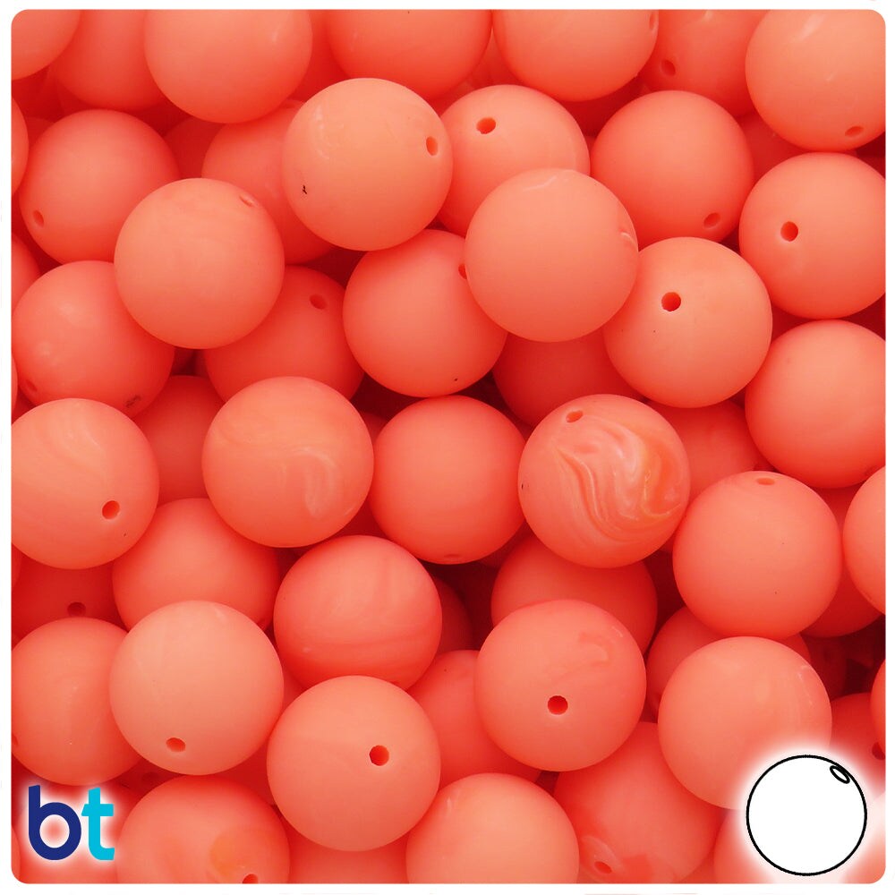 BeadTin Shrimp Swirl Matte 14mm Round Plastic Craft Beads (36pcs)