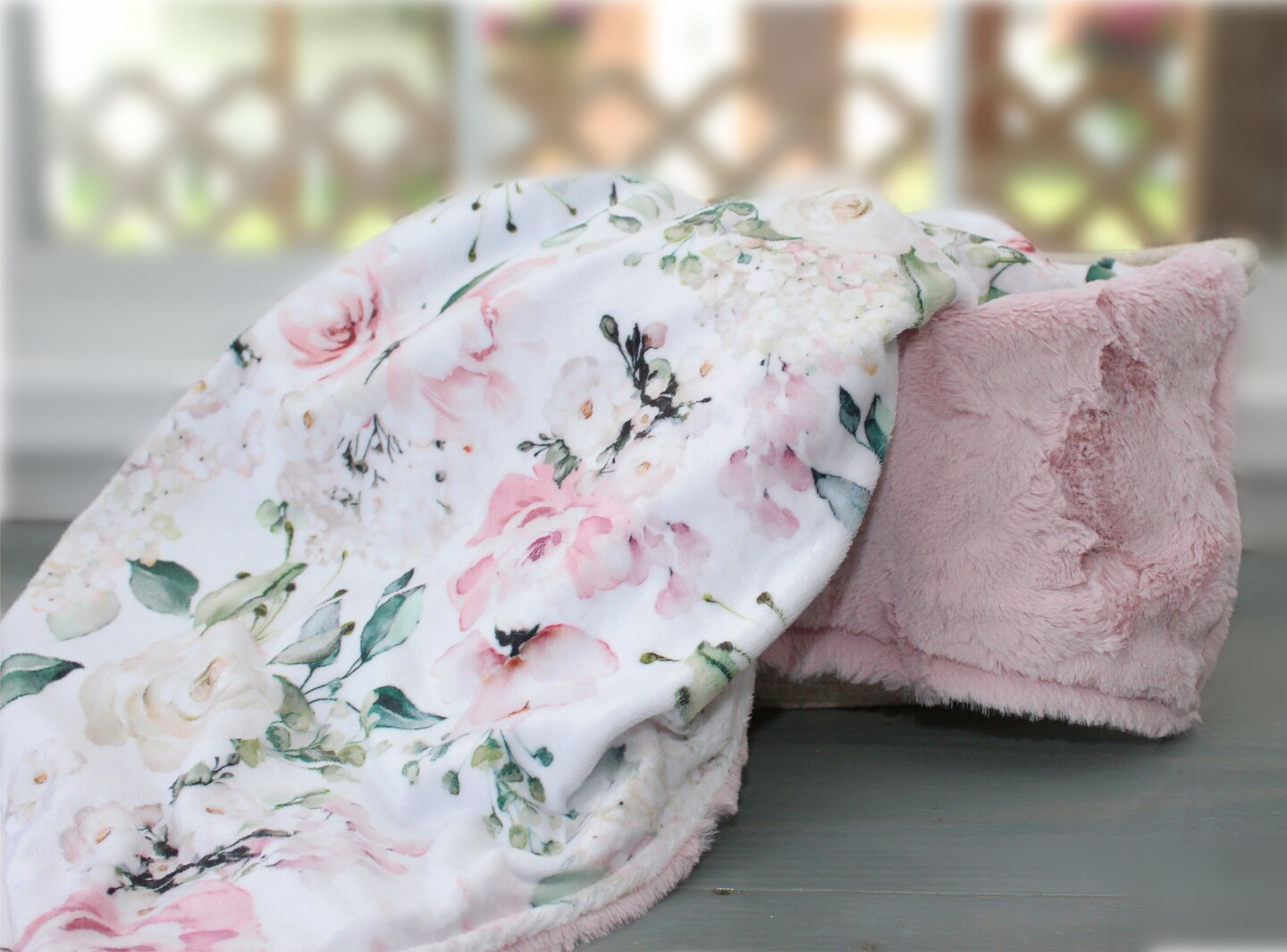 product name is Personalized Baby Blanket, Pink Floral Minky Baby Blanket, Baby Girl Gift, Custom Blanket, Baby Blanket with Name, Pink Baby Blanket