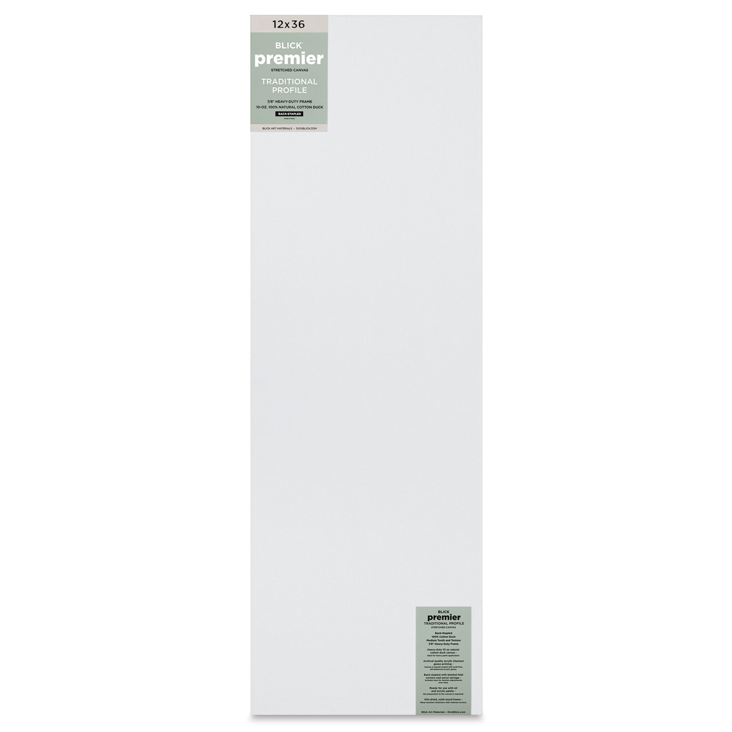 Blick Premier Stretched Cotton Canvas - Traditional Profile, Back-Stapled, 12&#x22; x 36&#x22;