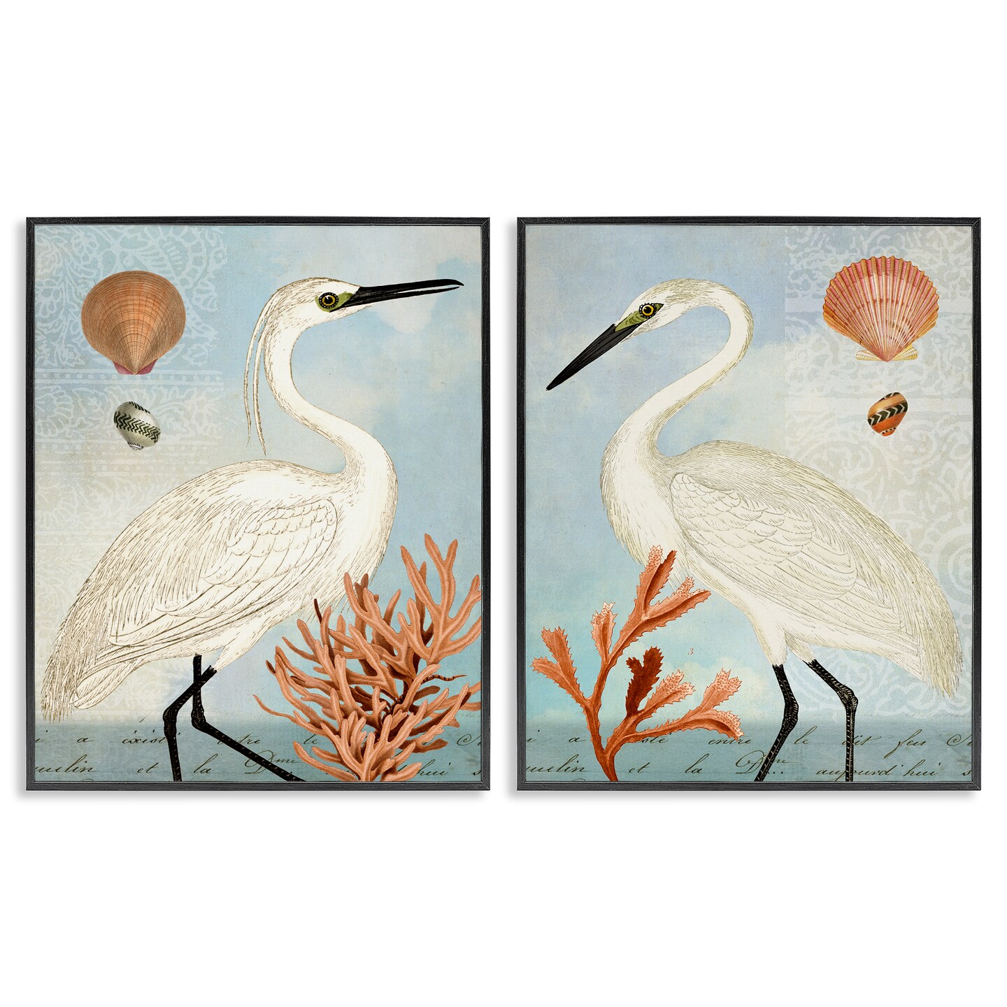 Heron Bird Art Set - 2 Piece Framed Giclee Wall Art, Gray Frame, Ready To Hang, By Grace Popp - View #6