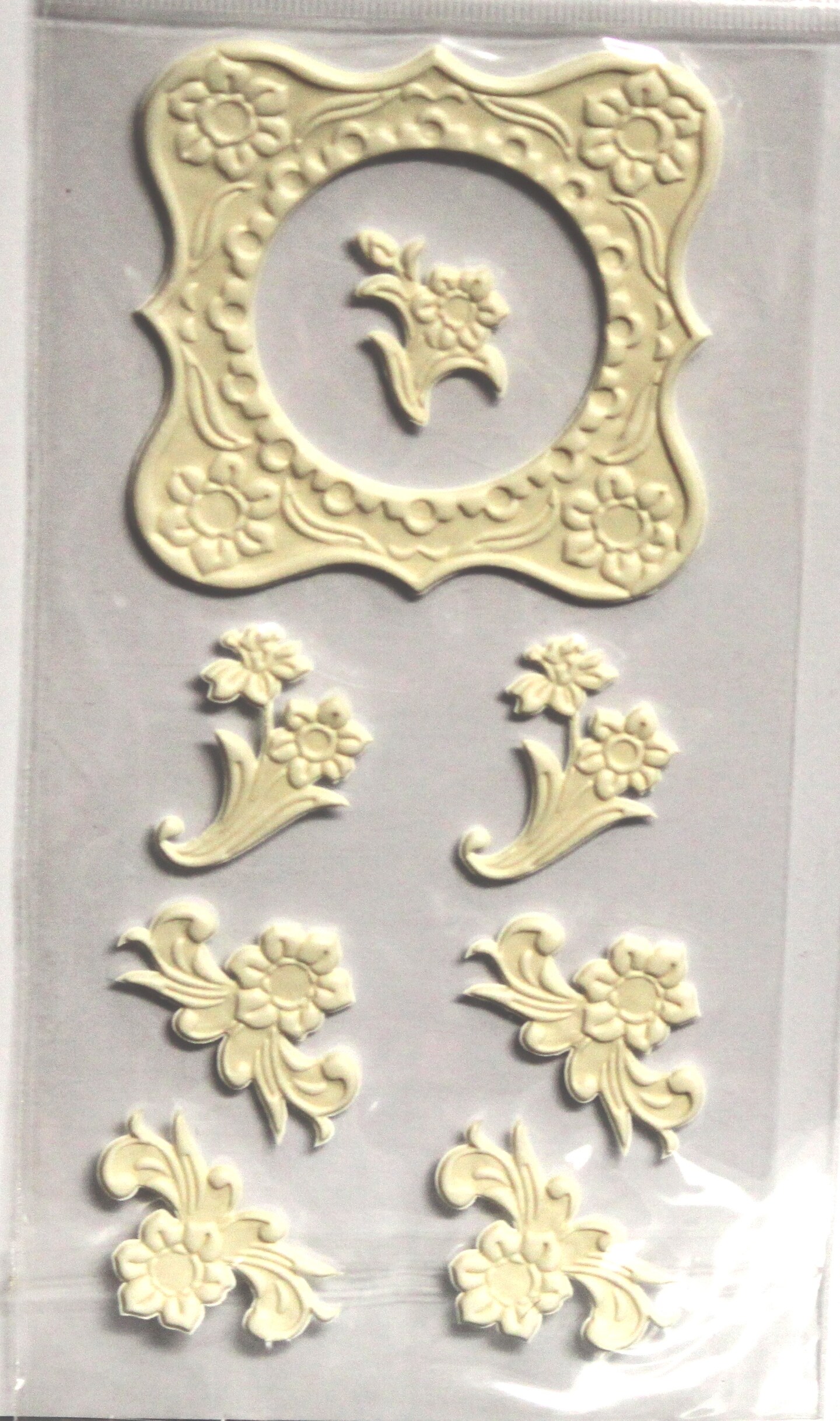 Designer Vintage Floral Frame &#x26; Photo Corners Dimensional Epoxy Stickers