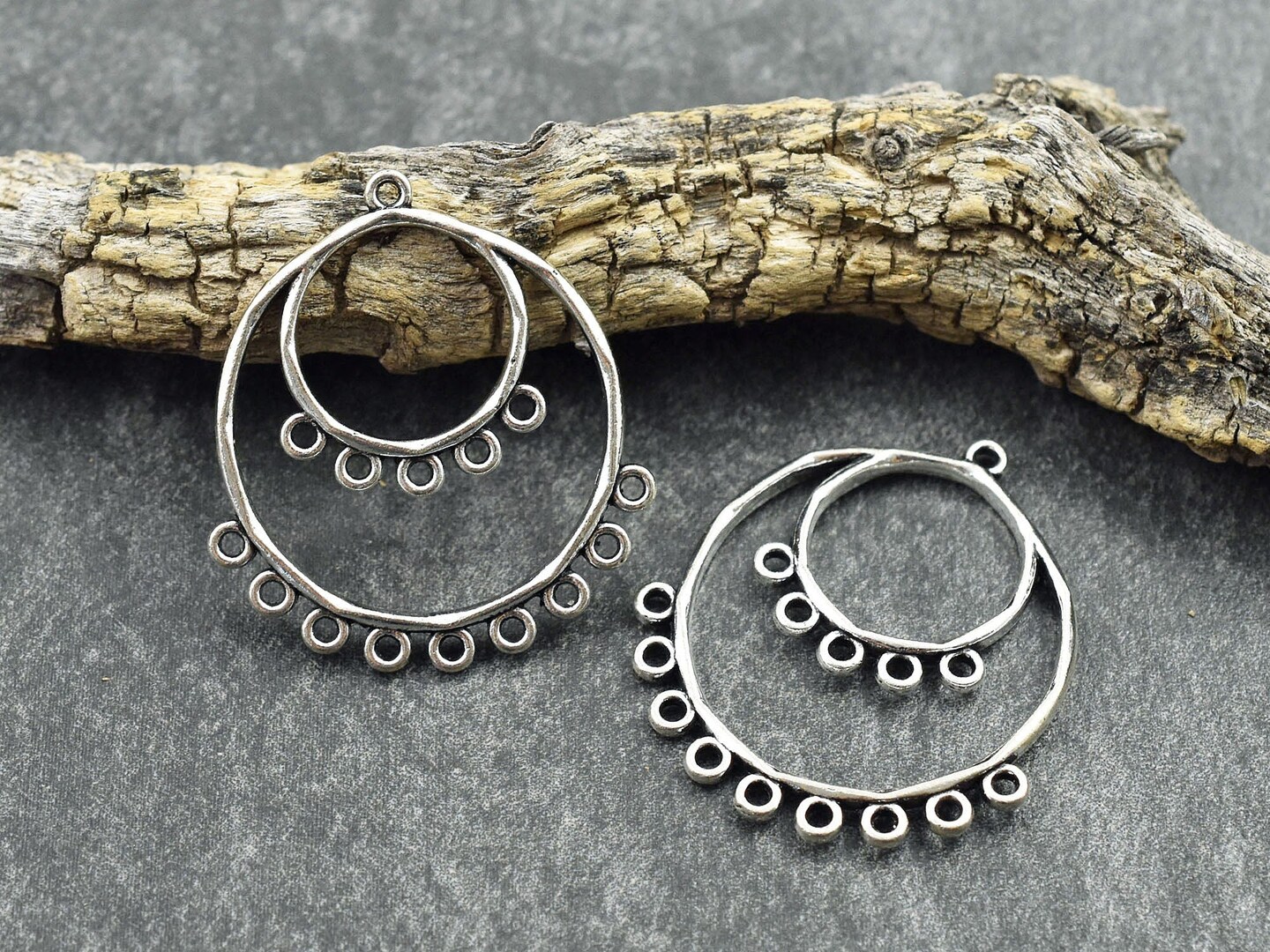 *10* 37x35mm Antique Silver Chandelier Earring Charms