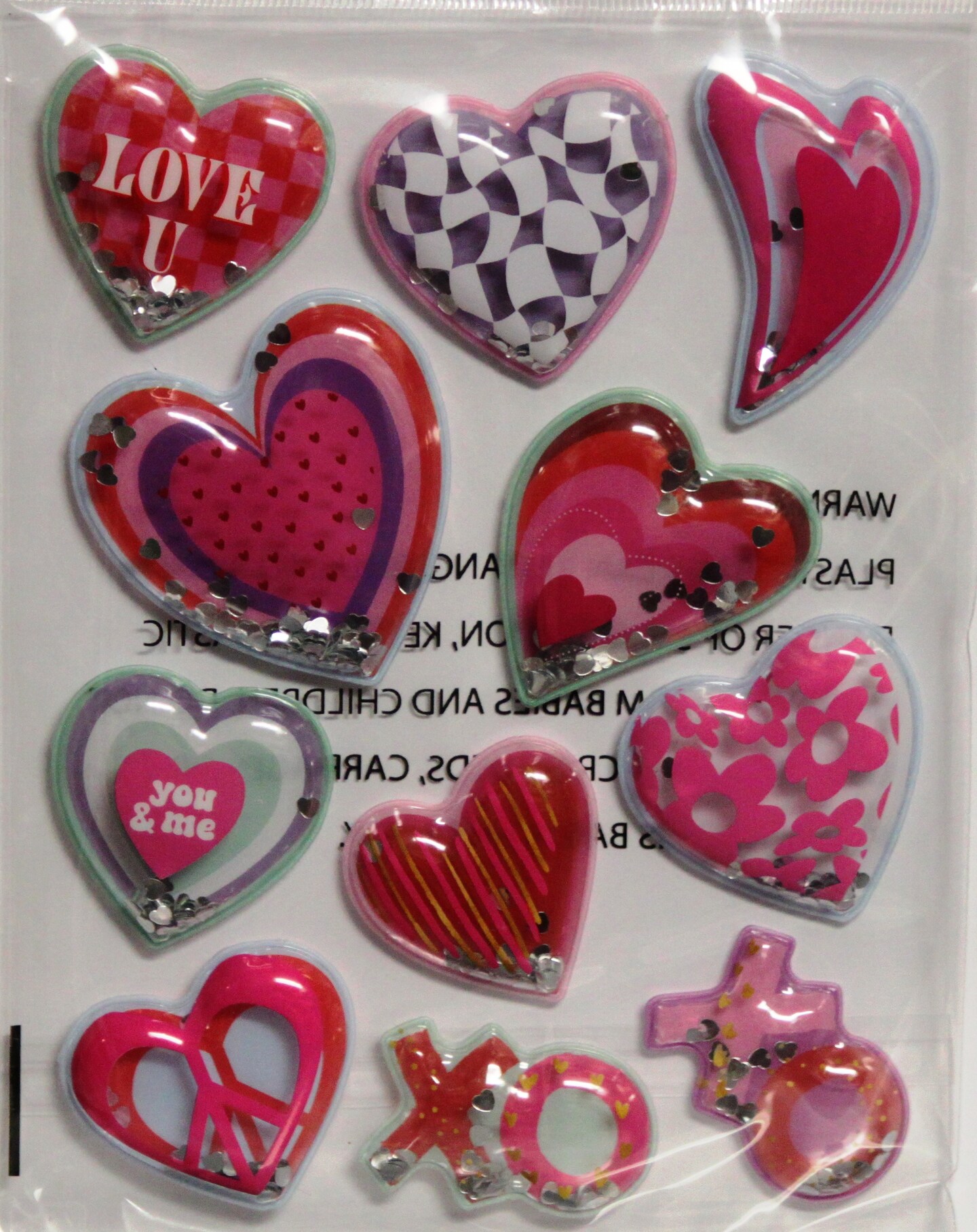 Designer Valentine&#x27;s Day Hearts Dimensional Shaker Stickers
