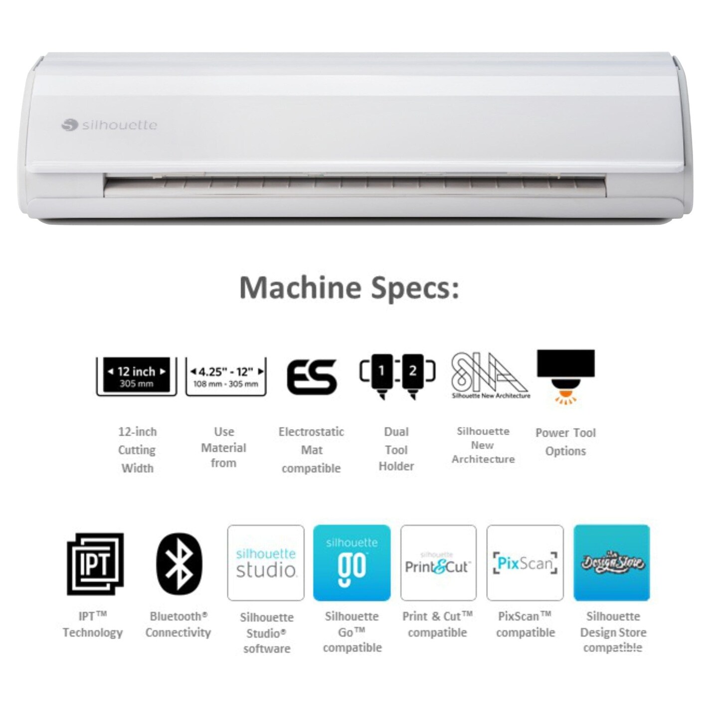 Silhouette White Cameo 5 - 12&#x22; Vinyl Cutter with Roll Feeder