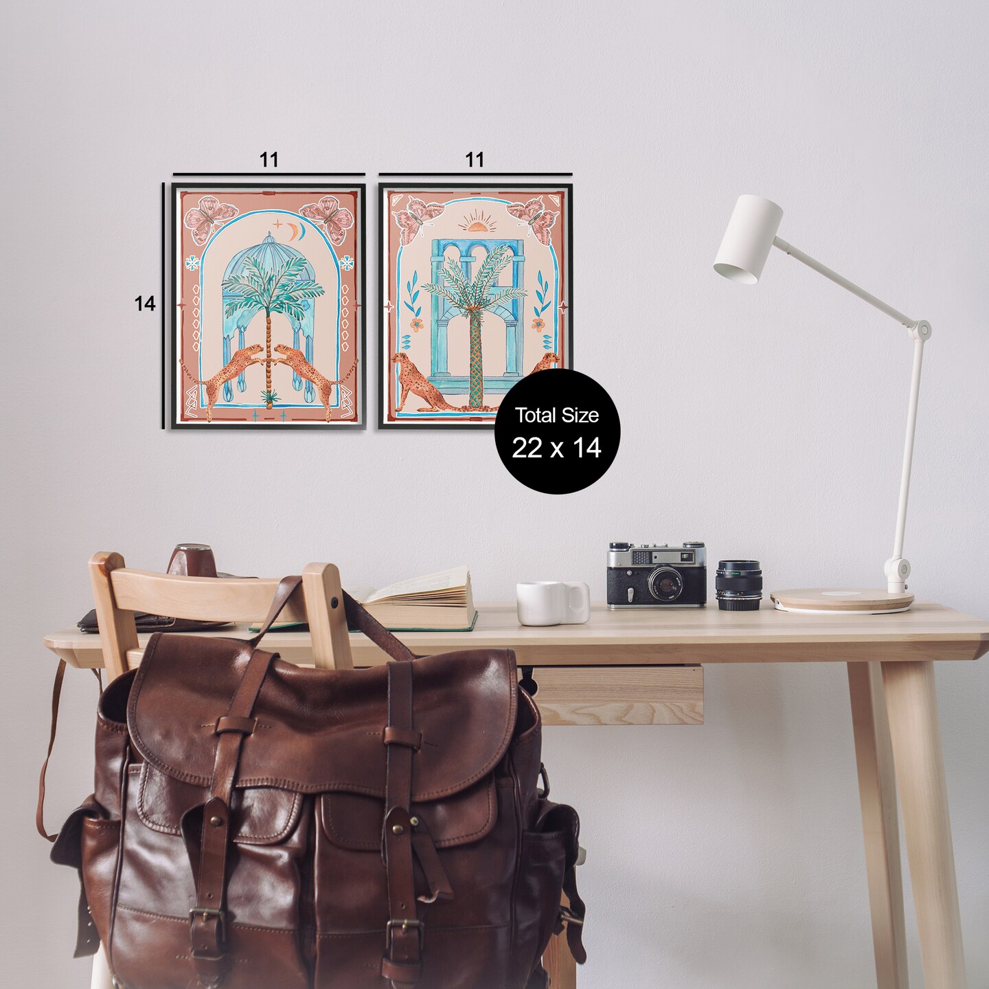 Stupell Industries Doorway Cheetah Palms 2 pc Framed Giclee Wall Art Set Design by Melissa Wang