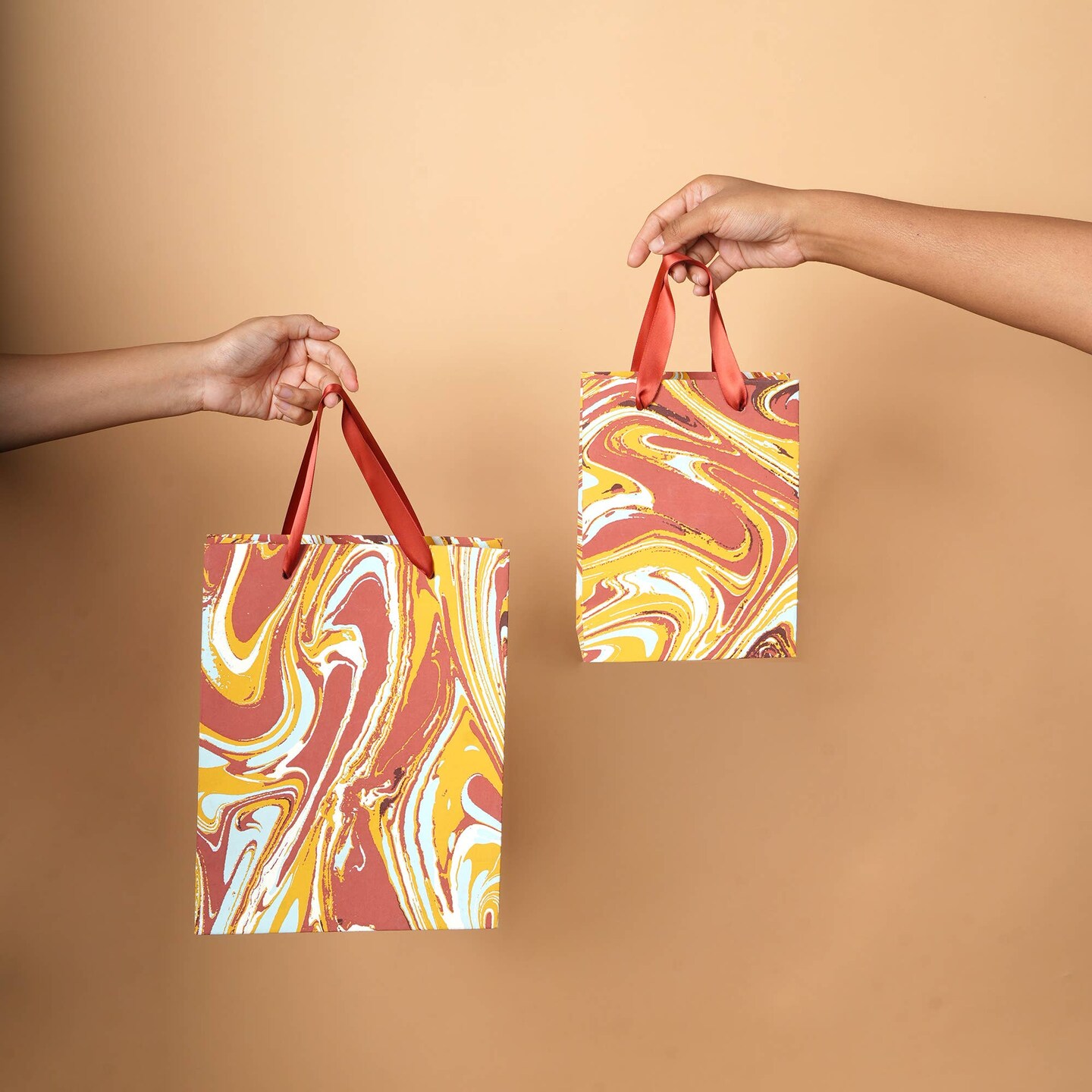 Handmade Paper Gift Bags - Set of 5, (9 X 4 X 11.5 Inch)