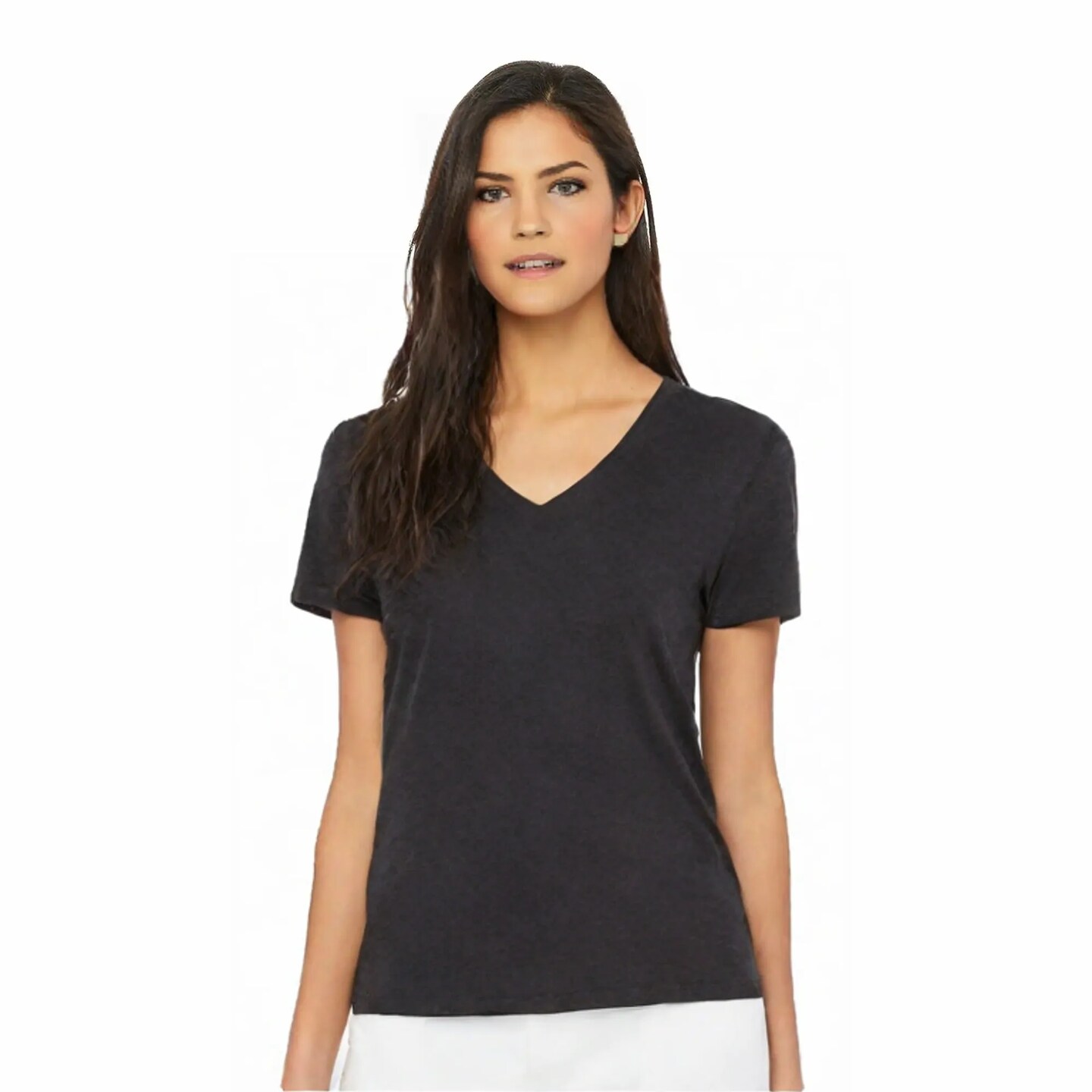 BELLA + CANVAS&#xAE; Women&#x27;s Relaxed Heather CVC V Neck Short Sleeve Tee