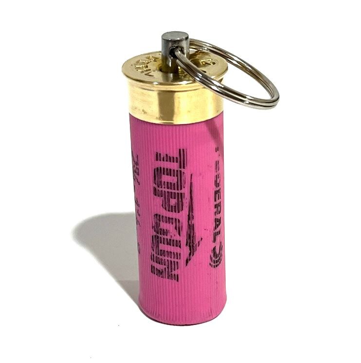 Federal Shotgun Shell Keychain 12 Gauge Pink With Gold Brass