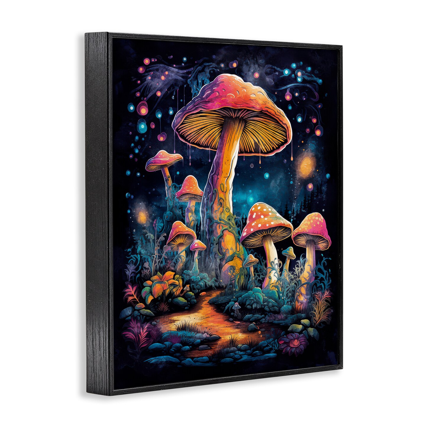 Stupell Industries Psychedelic Mushrooms Nature Framed Giclee Wall Art Design by Nina Blue