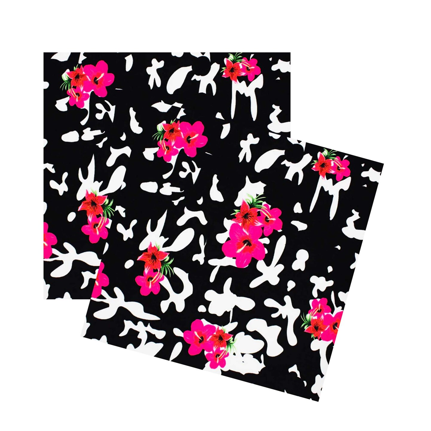 82% Nylon & 18% Spandex Hibiscus Flower Splatter Printed Spandex Fabric 55/56” Width