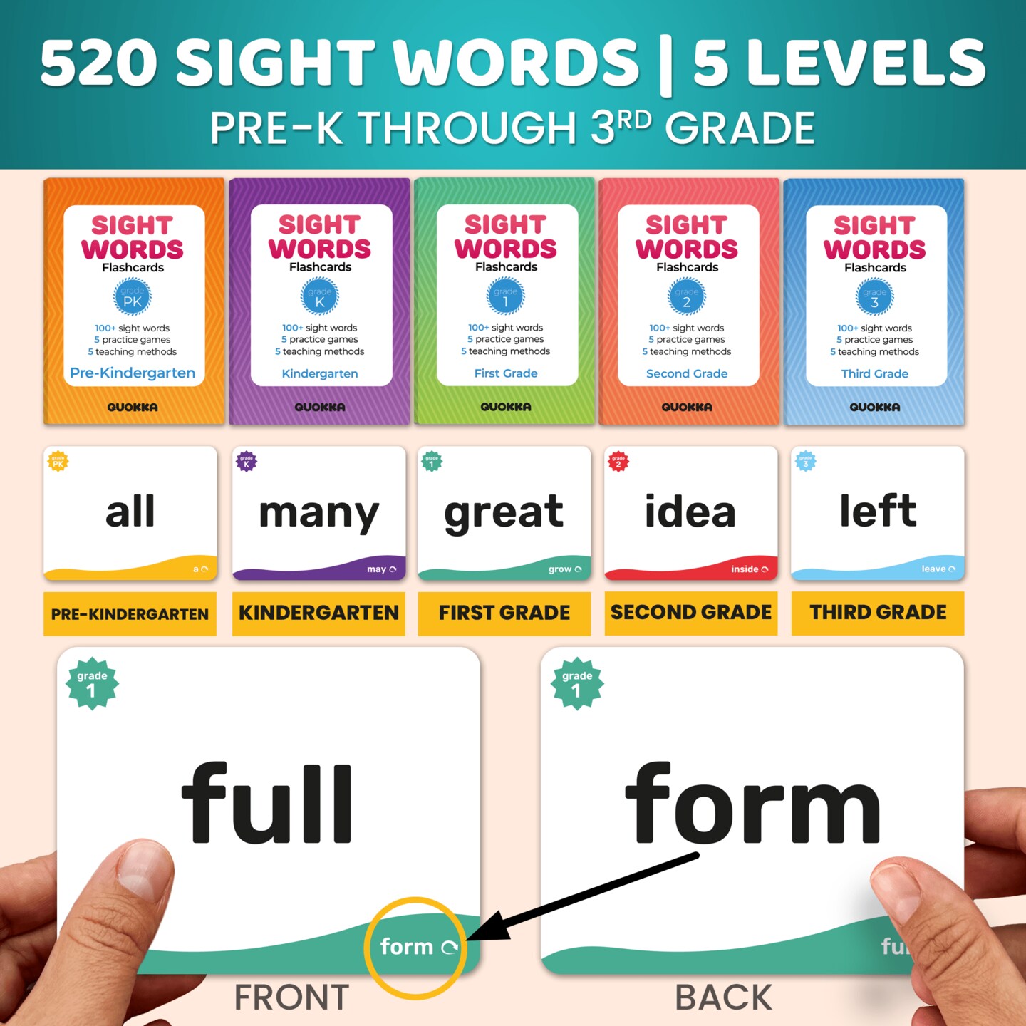 520 Sight Words Flash Cards Classic for Kids