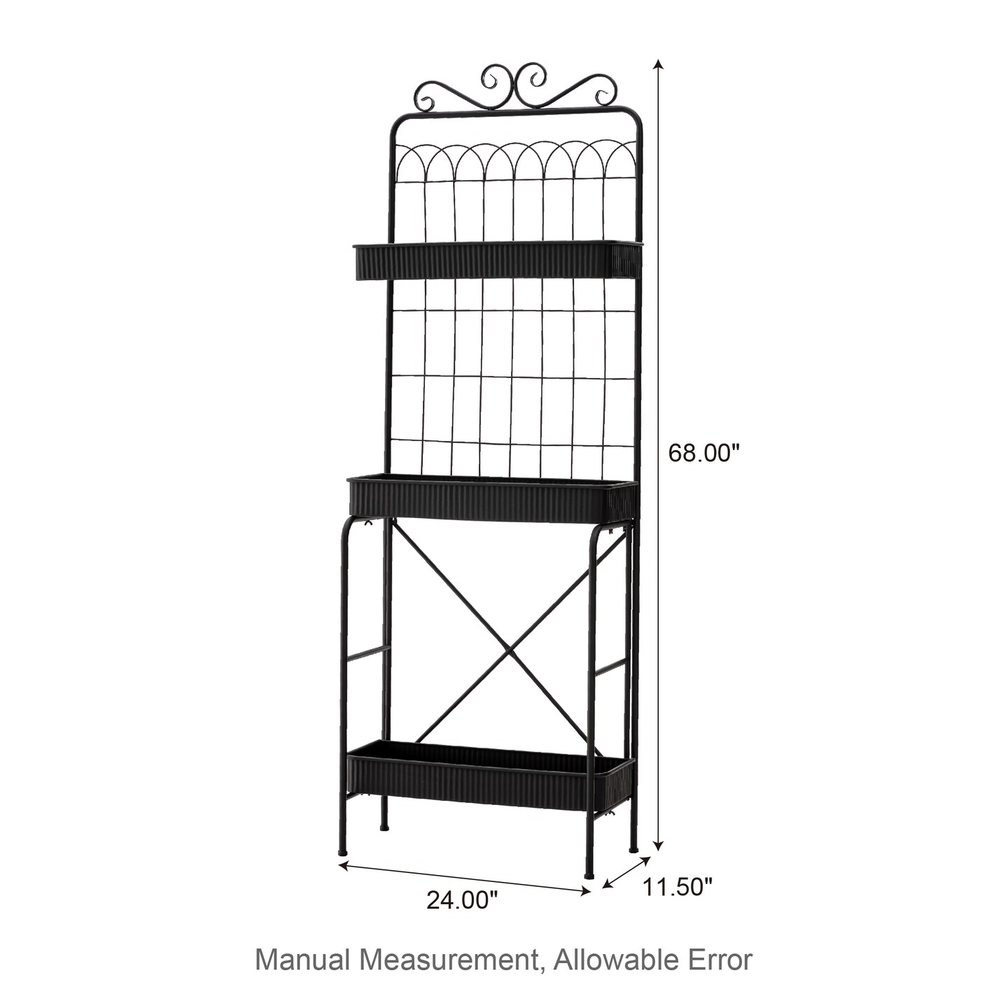 68&#x22;H Rectangular 3-Tiered Black Metal Plant Stand