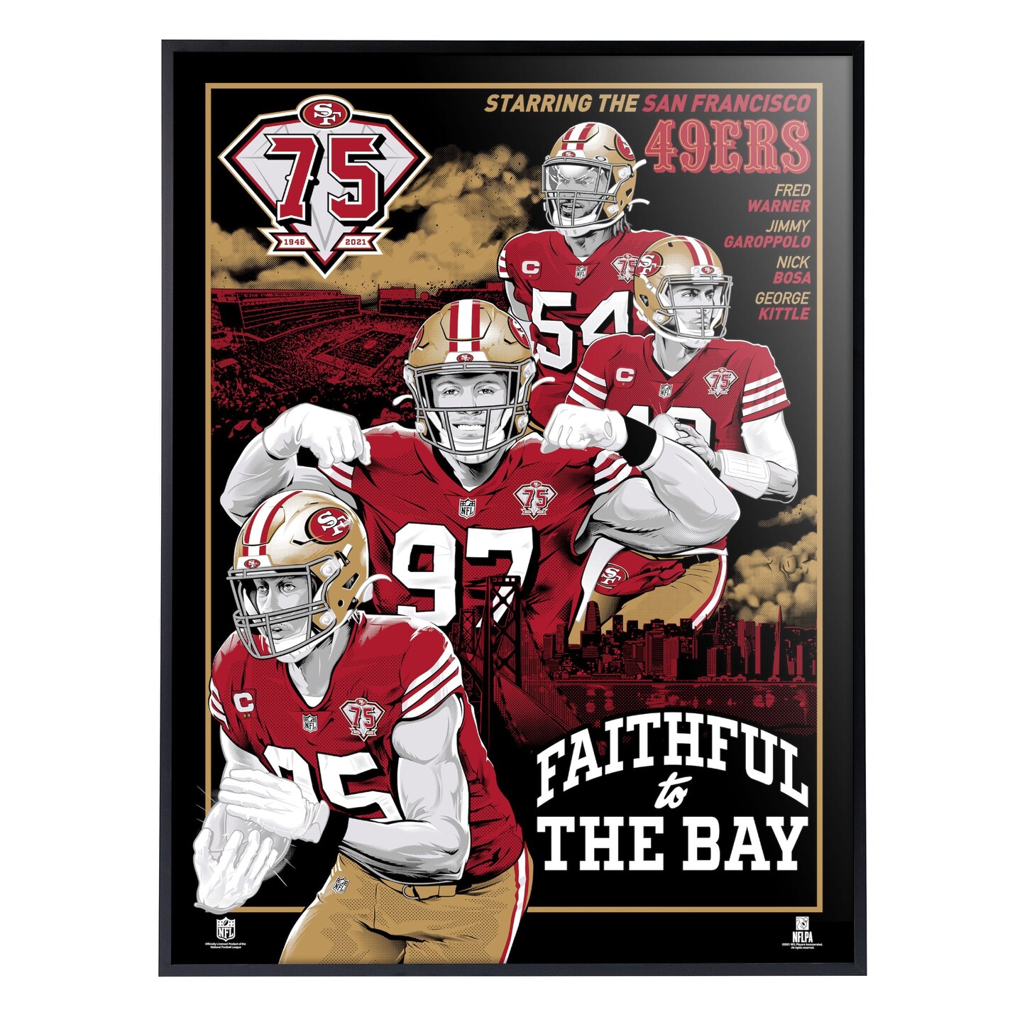 Phenom Gallery San Francisco 49ers 75th Anniversary Movie Poster 18&#x22; x 24&#x22; Serigraph Deluxe Framed Print (Printer Proof)