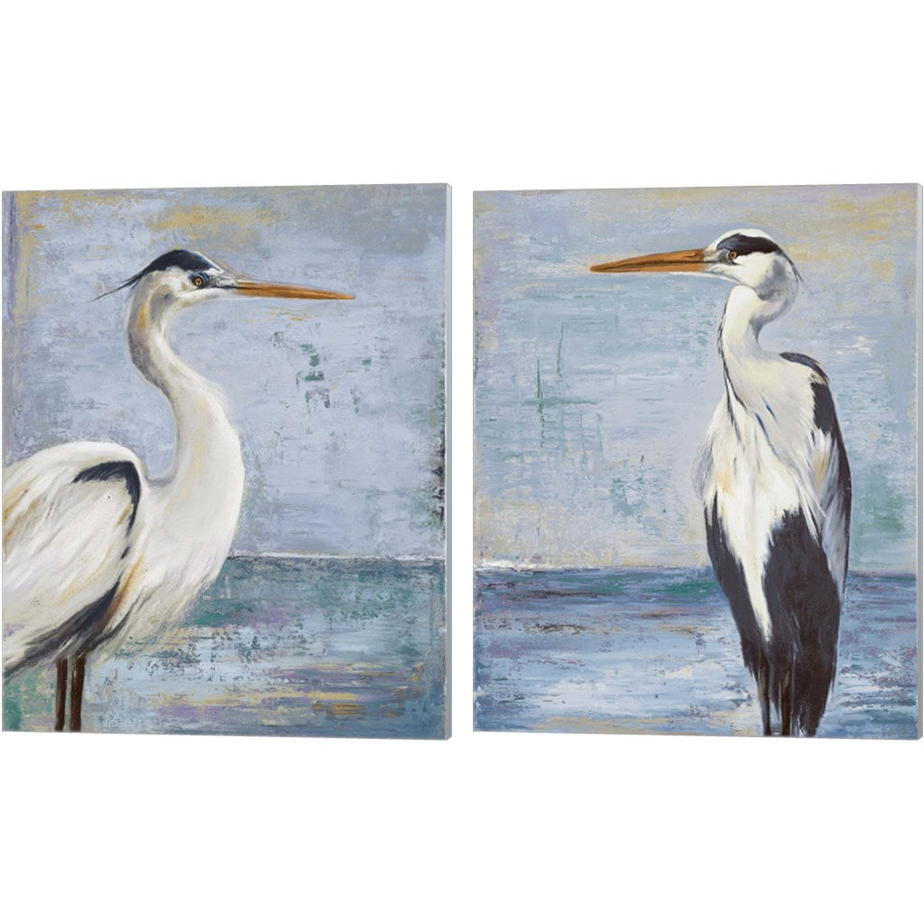 Blue Heron On Blue by Patricia Pinto, 2 Piece Canvas Art Set 16x20