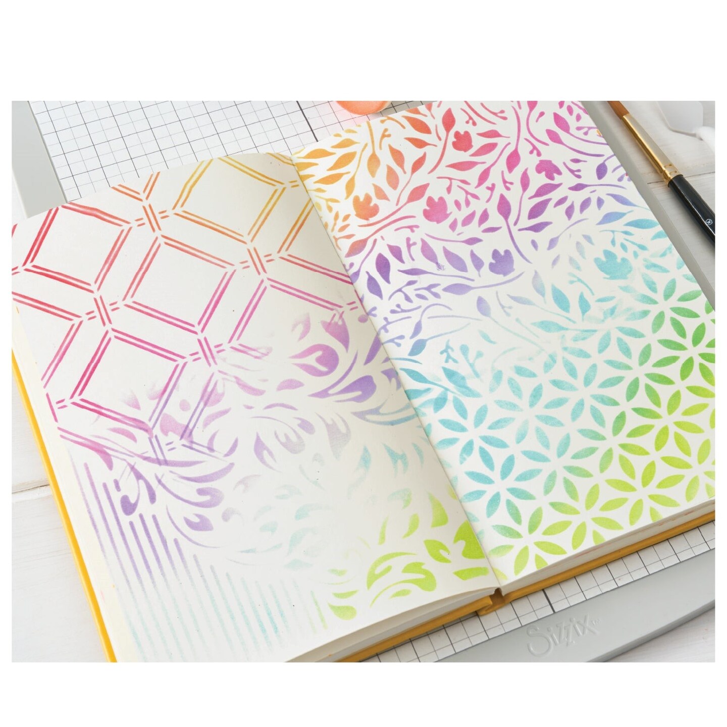 Sizzix Studio Layered Stencils 4PK - Backgrounds by Willow Wolfe