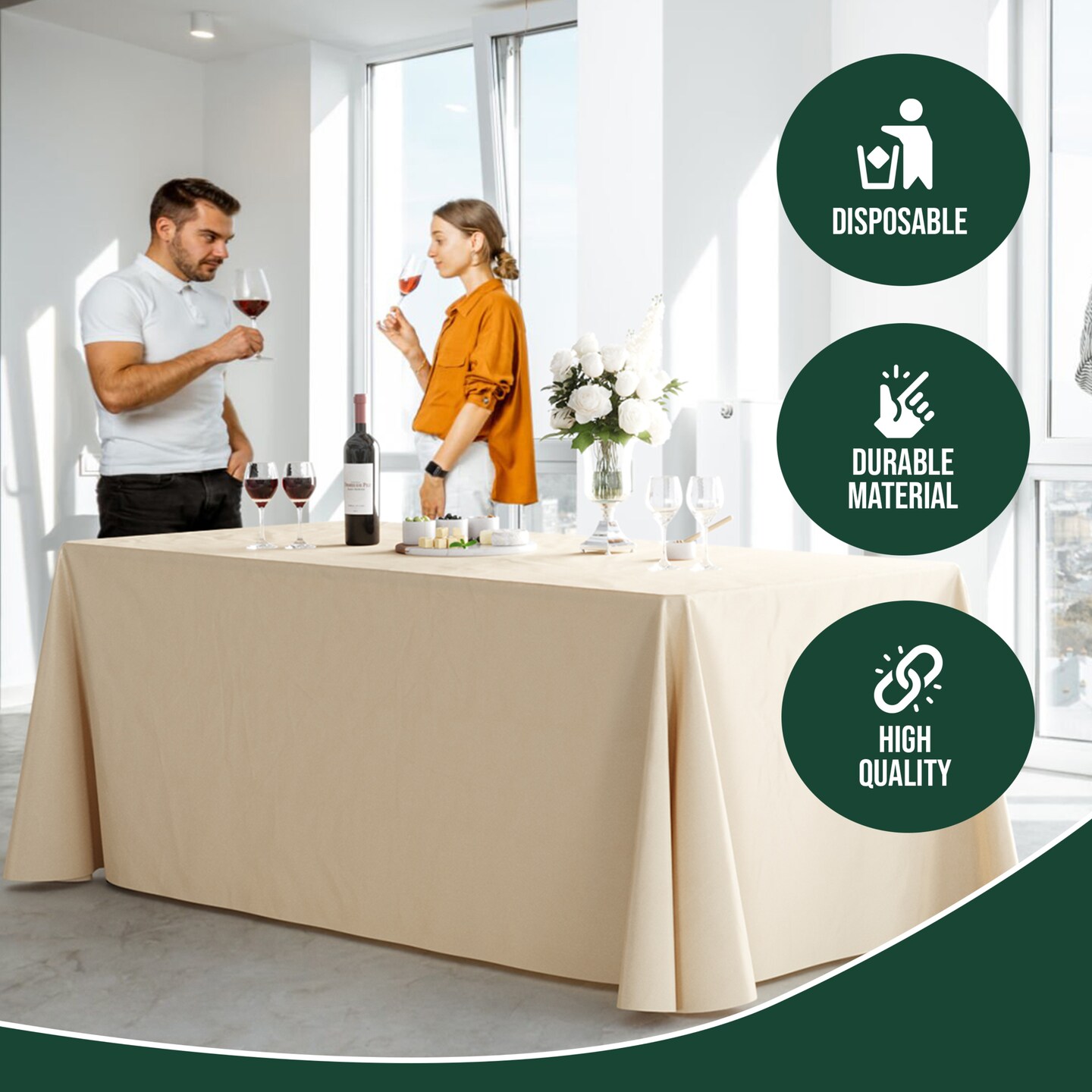 Bulk Pack Plastic Table Cloth - 70"x 120 Inch Rectangle Disposable Tablecloth for Parties - Rectangle Tablecloth - Disposable Table Cloths for Parties-Exquisite Party Solids