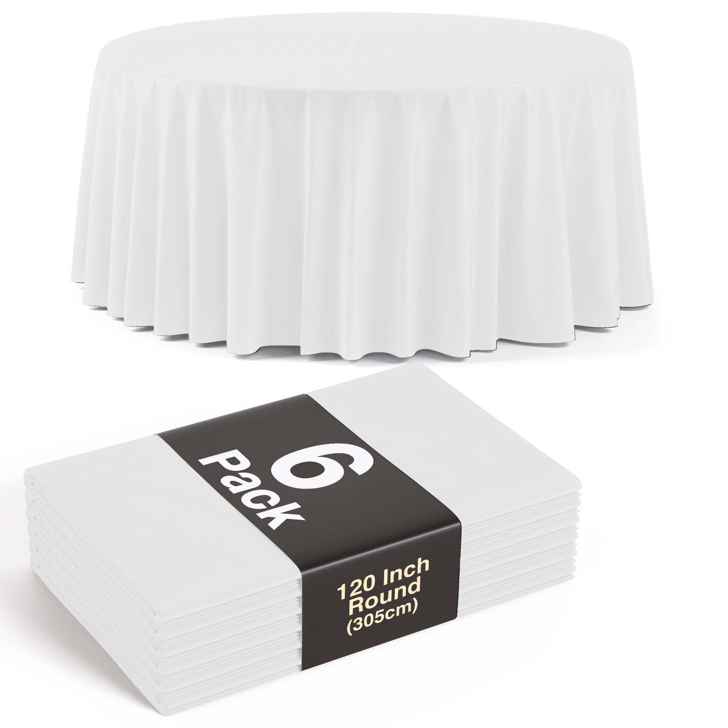 Bulk Pack Plastic Table Cloth - 120 Inch Round Disposable Tablecloth for Parties - Round Tablecloth - Disposable Table Cloths for Parties-Exquisite Party Solids
