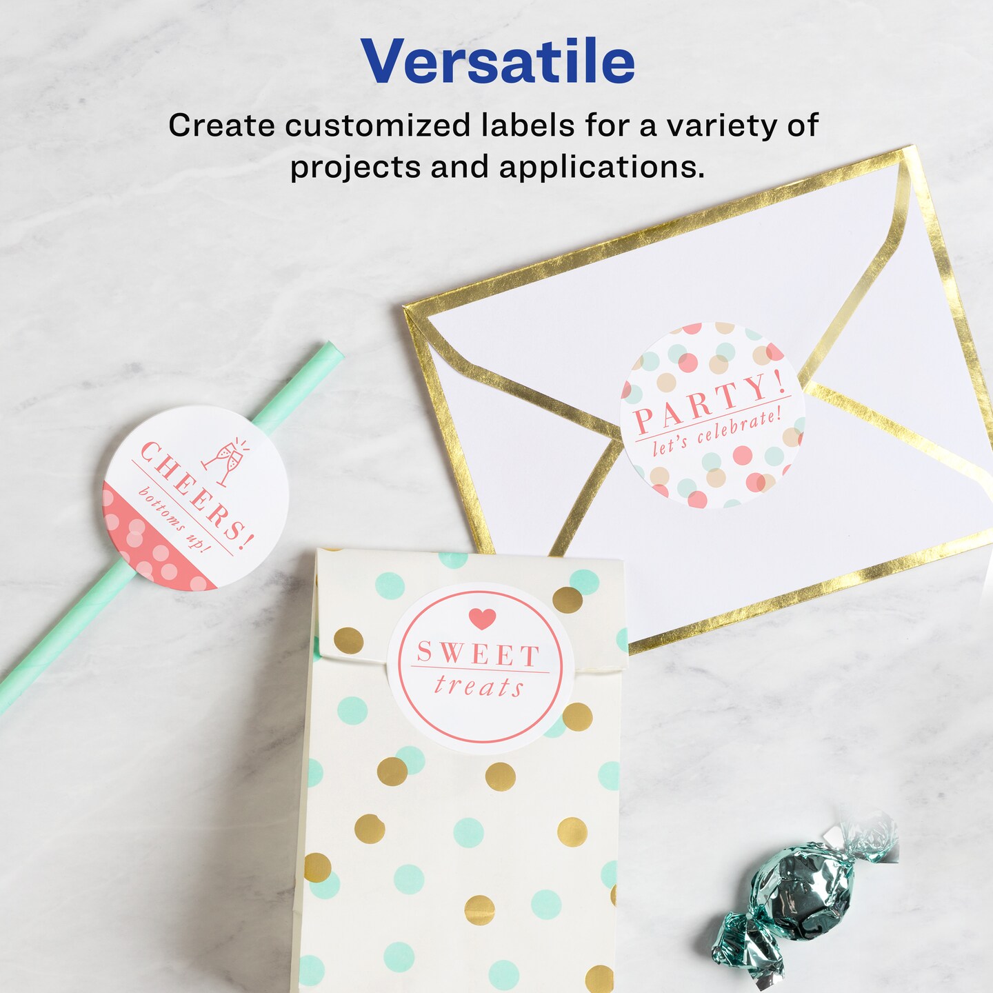 Avery Printable Round Labels with Sure Feed Technology, 2" Diameter, Glossy White, Laser & Inkjet Compatible, 60 Blank Labels Total (22817)