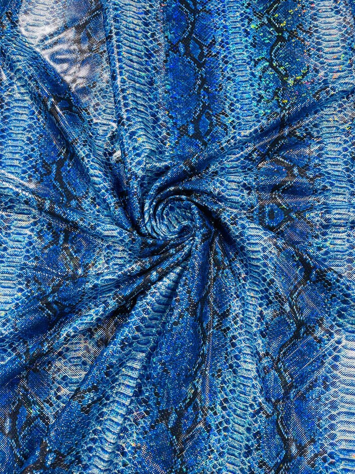 1 Yard Holographic Snake Foil Spandex Fabric 4 Way Stretch Poly Blend Shiny Print 58-60 inches width