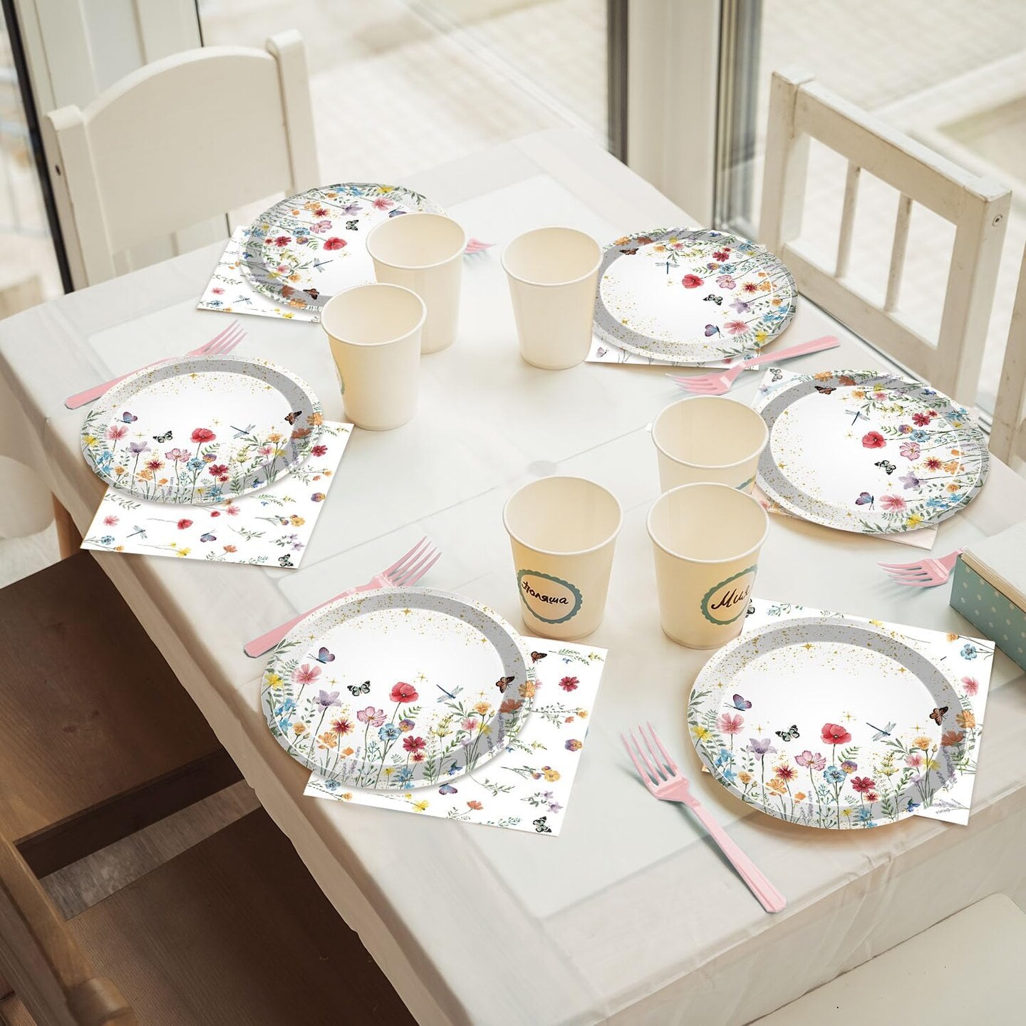 96 Pcs - Baby Shower Disposable Paper Plates and Napkins