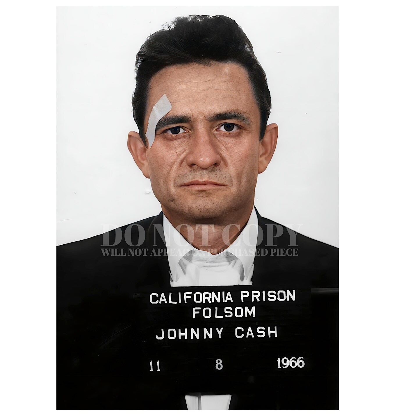 Johnny Cash Mugshot Glossy Poster - Folsom Jail Picture Print, Black And White