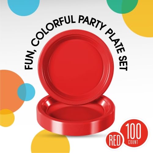 Party Solids Plastic Plates For Party Disposable Plates Heavy Duty Supplies 100 Pcs Plastic Dinnerware Sets Heavy Duty 350 GSM Disposable Dinnerware Set by Exquisite