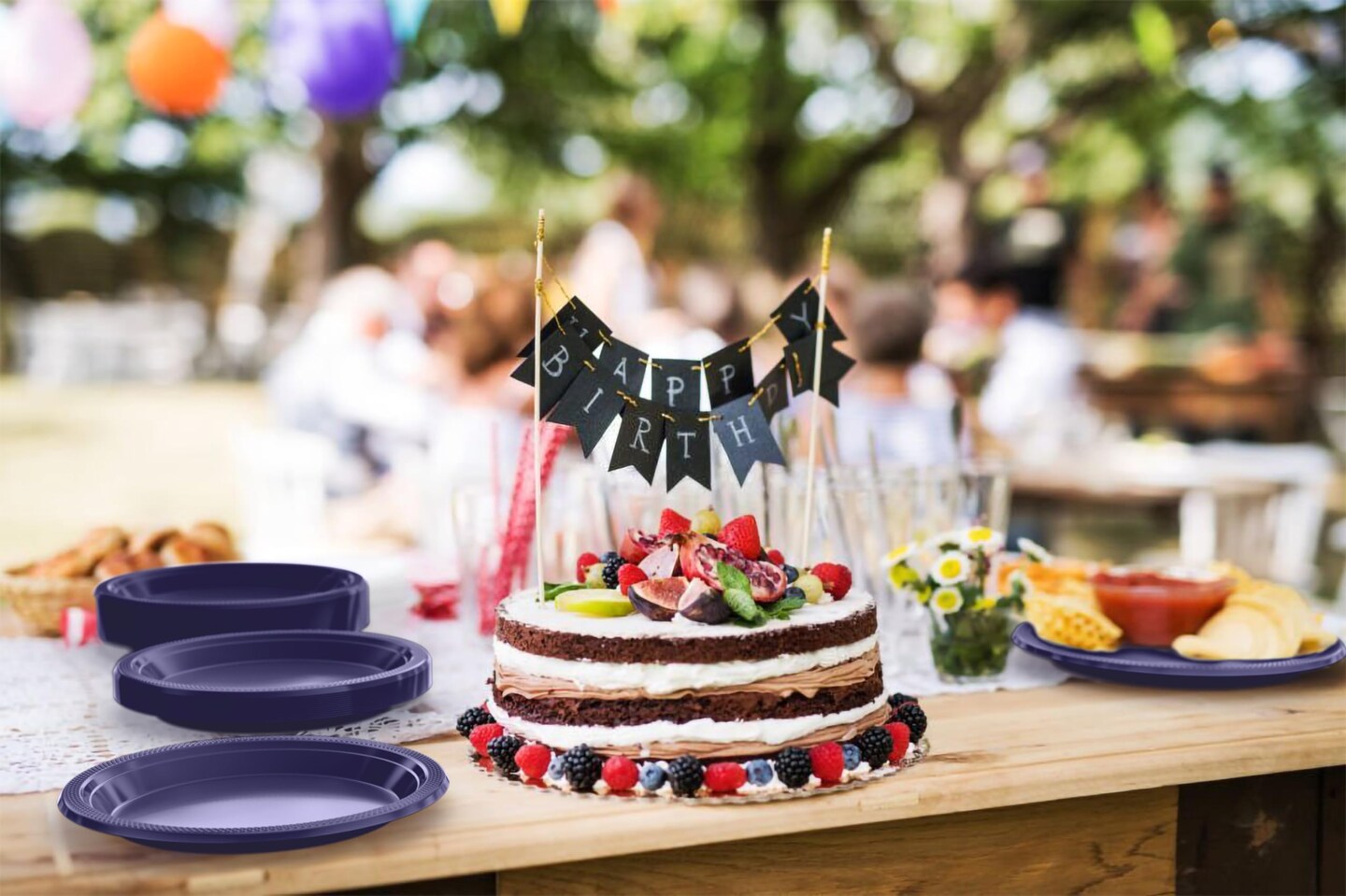 Party Solids Plastic Plates For Party Disposable Plates Heavy Duty Supplies 100 Pcs Plastic Dinnerware Sets Heavy Duty 350 GSM Disposable Dinnerware Set by Exquisite