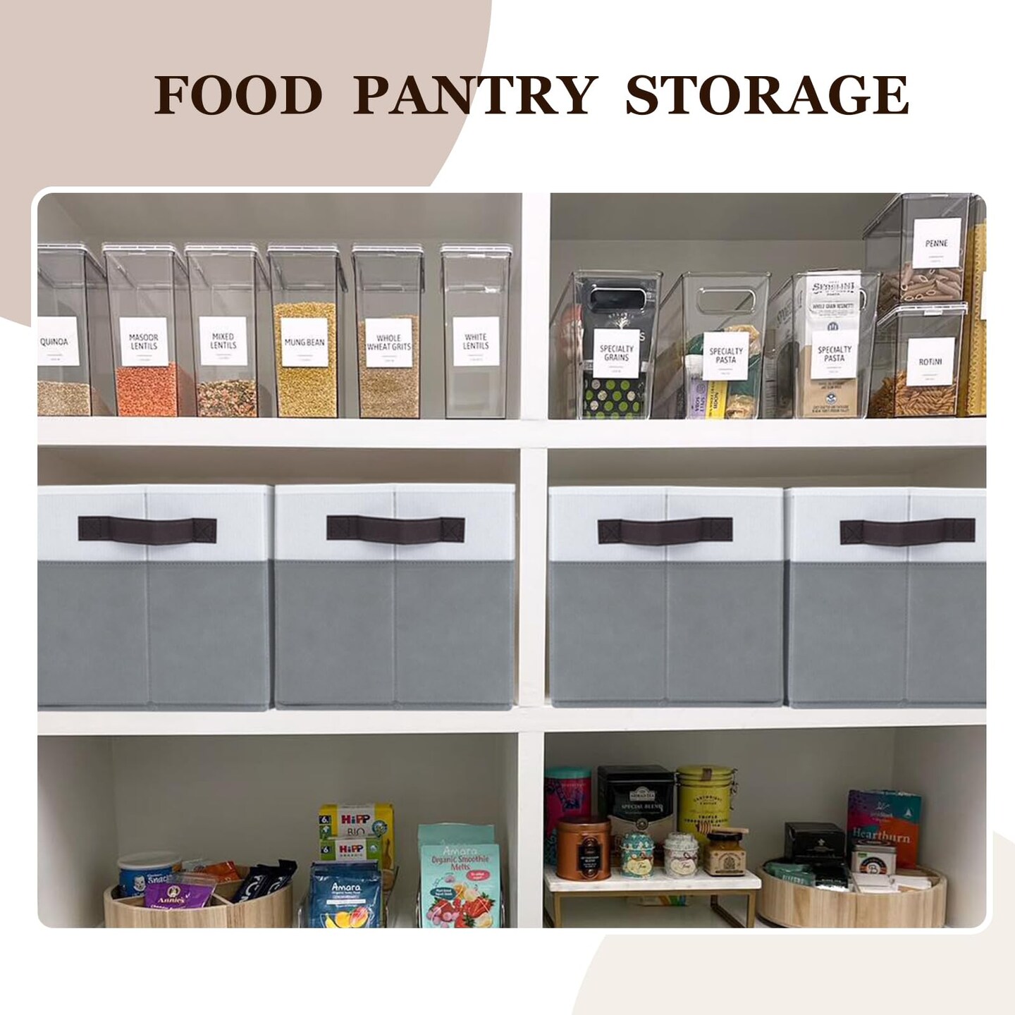 4 Pack Large Storage Baskets for Shelves | Fabric Closet Organizers and Storage Bins with Handles Home Organization | Decorative Collapsible Baskets for Organizing Clothes Toy Nursery 14"x10"