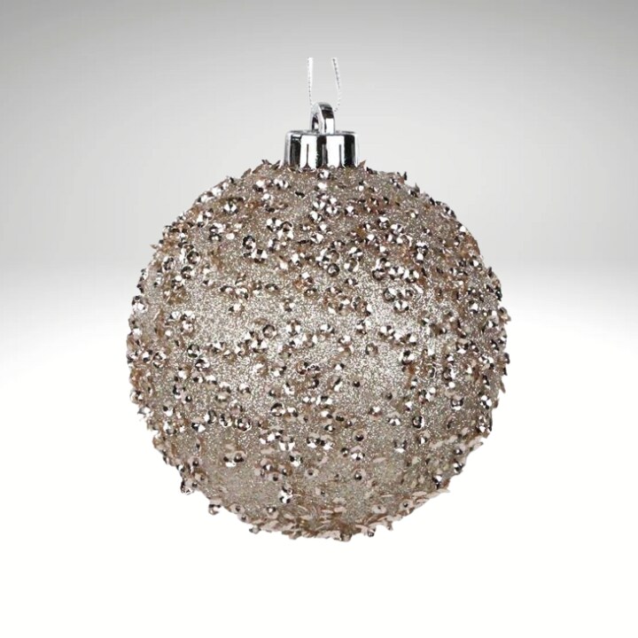 Taupe Glitter Christmas Ornament | 120MM Sequin Shatterproof Ball-XY8816CF