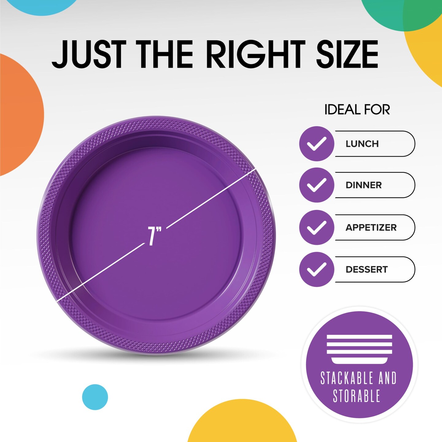 Party Solids Plastic Plates For Party Disposable Plates Heavy Duty Supplies 100 Pcs Plastic Dinnerware Sets Heavy Duty 350 GSM Disposable Dinnerware Set by Exquisite