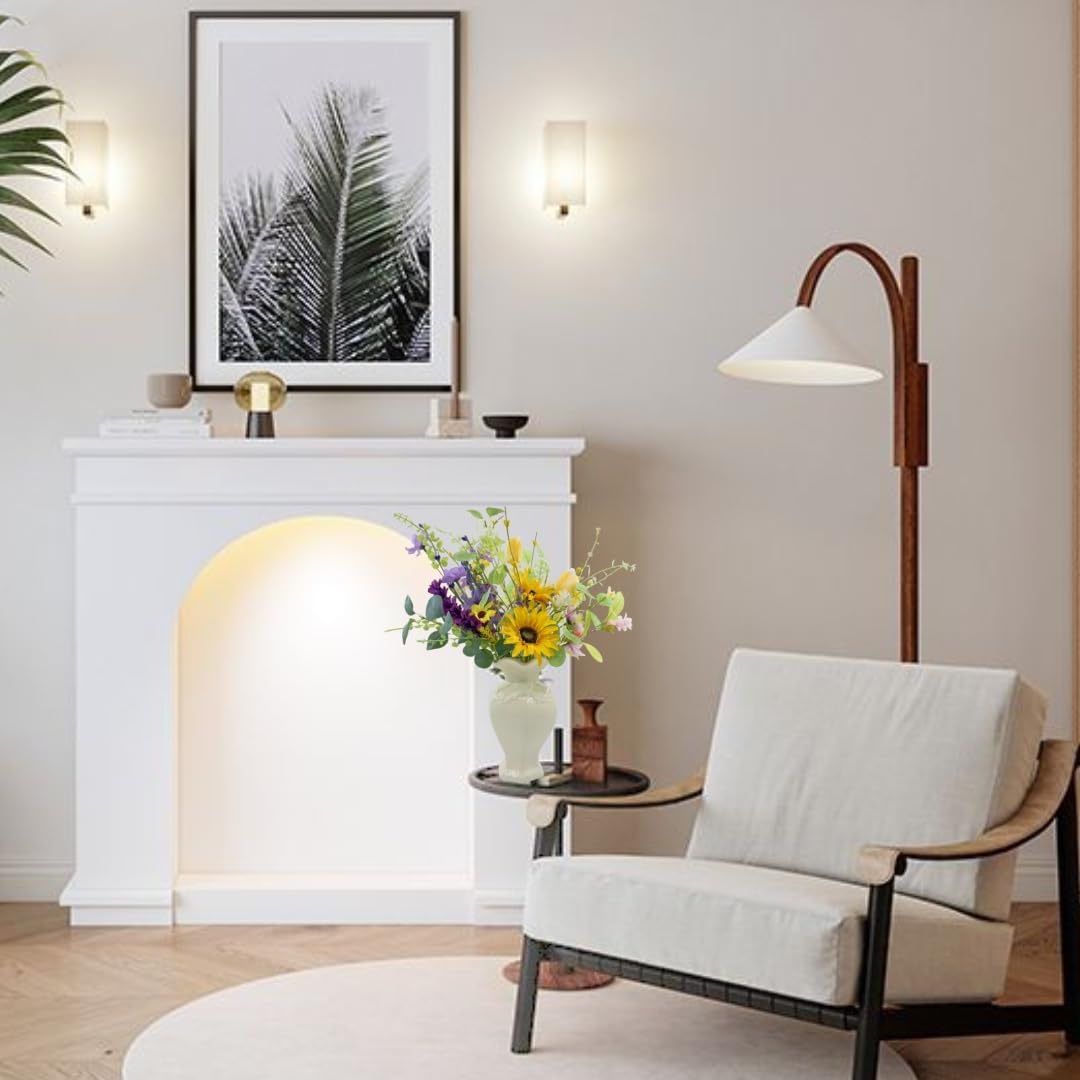 Artificial Wildflowers Bouquet, 8 Bundles Fake Silk Daisy Flowers Arragement,Sunflowers Colorful Summer Floral Stems for Vases Indoor Outdoor Decor Wedding Centerpieces