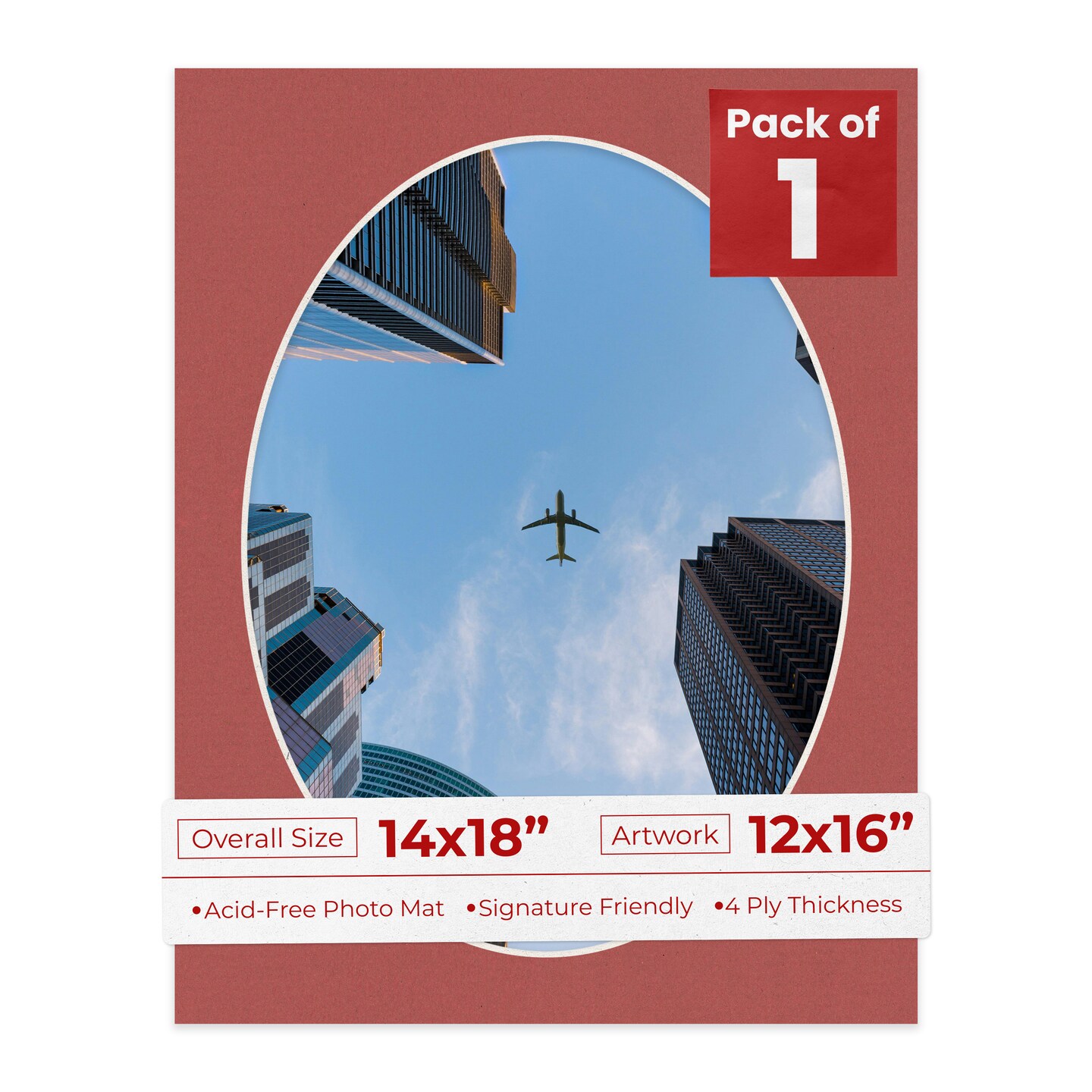 Brick Red Mat Board for 14x18 Frames - Oval Opening for 12x16 Photos ...