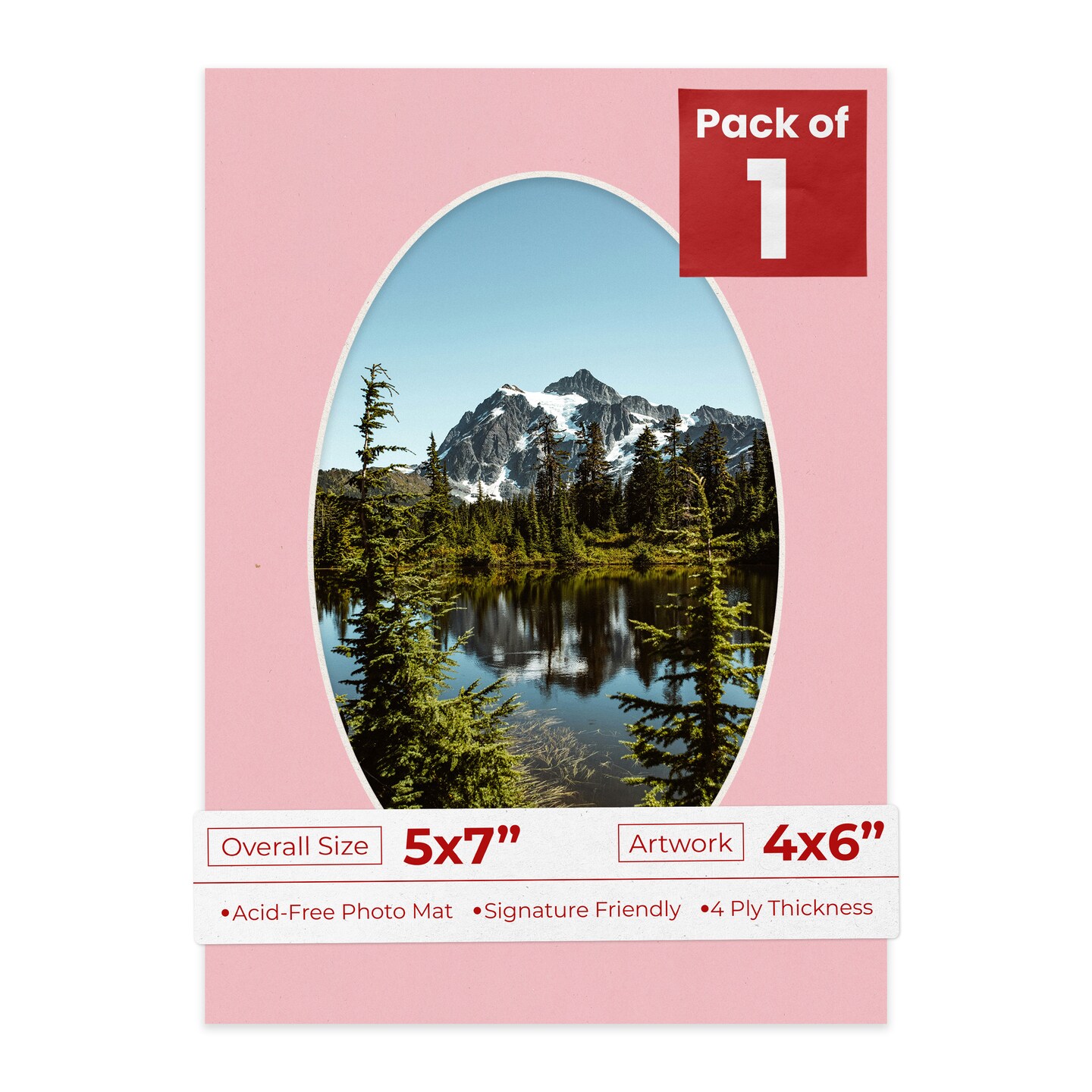 Soft Pink Mat Board for 5x7 Frames - Oval Opening for 4x6 Photos