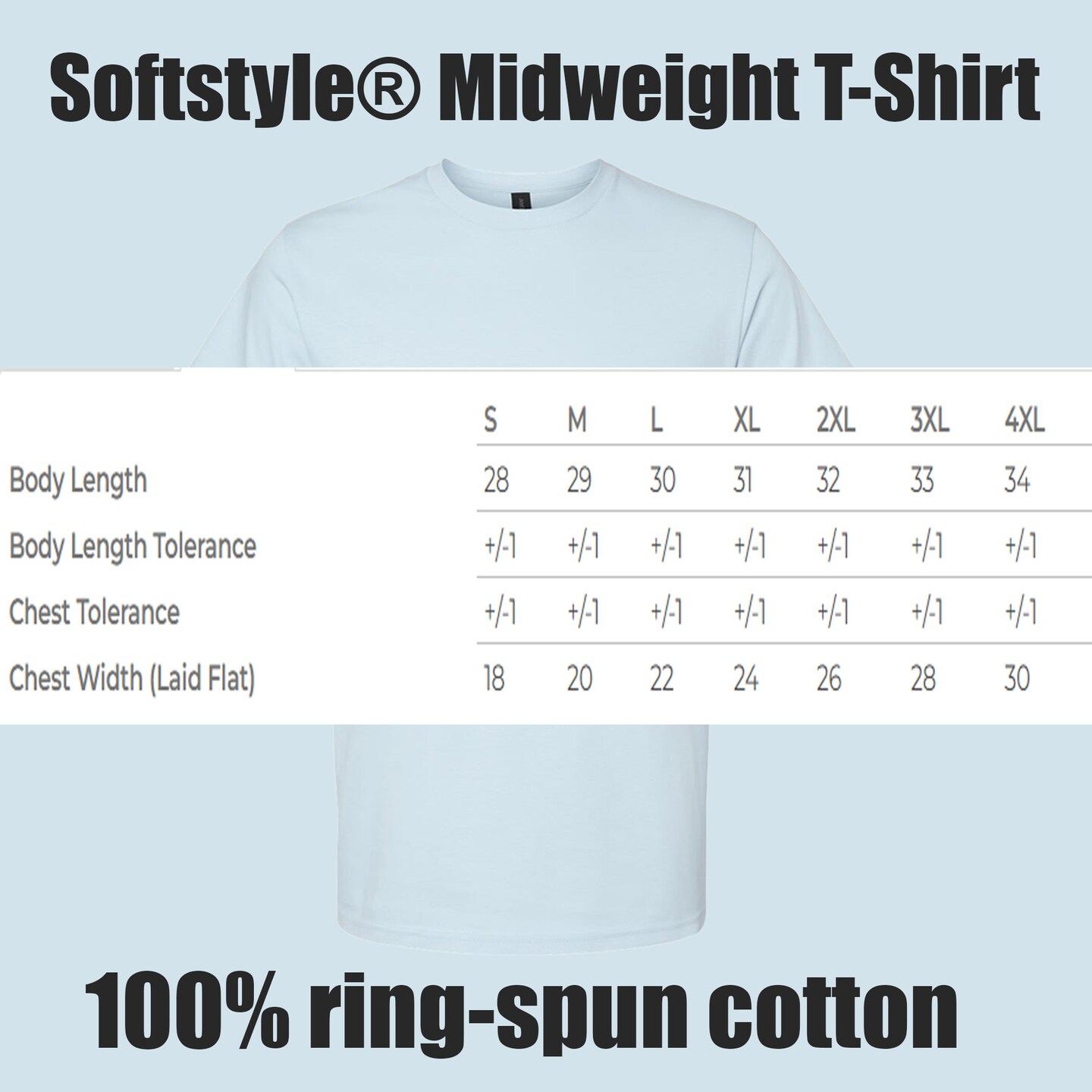 Gildan Softstyle Midweight Men's Blank Short Sleeve Tee for Craft & DIY Printing Projects, Light Blue