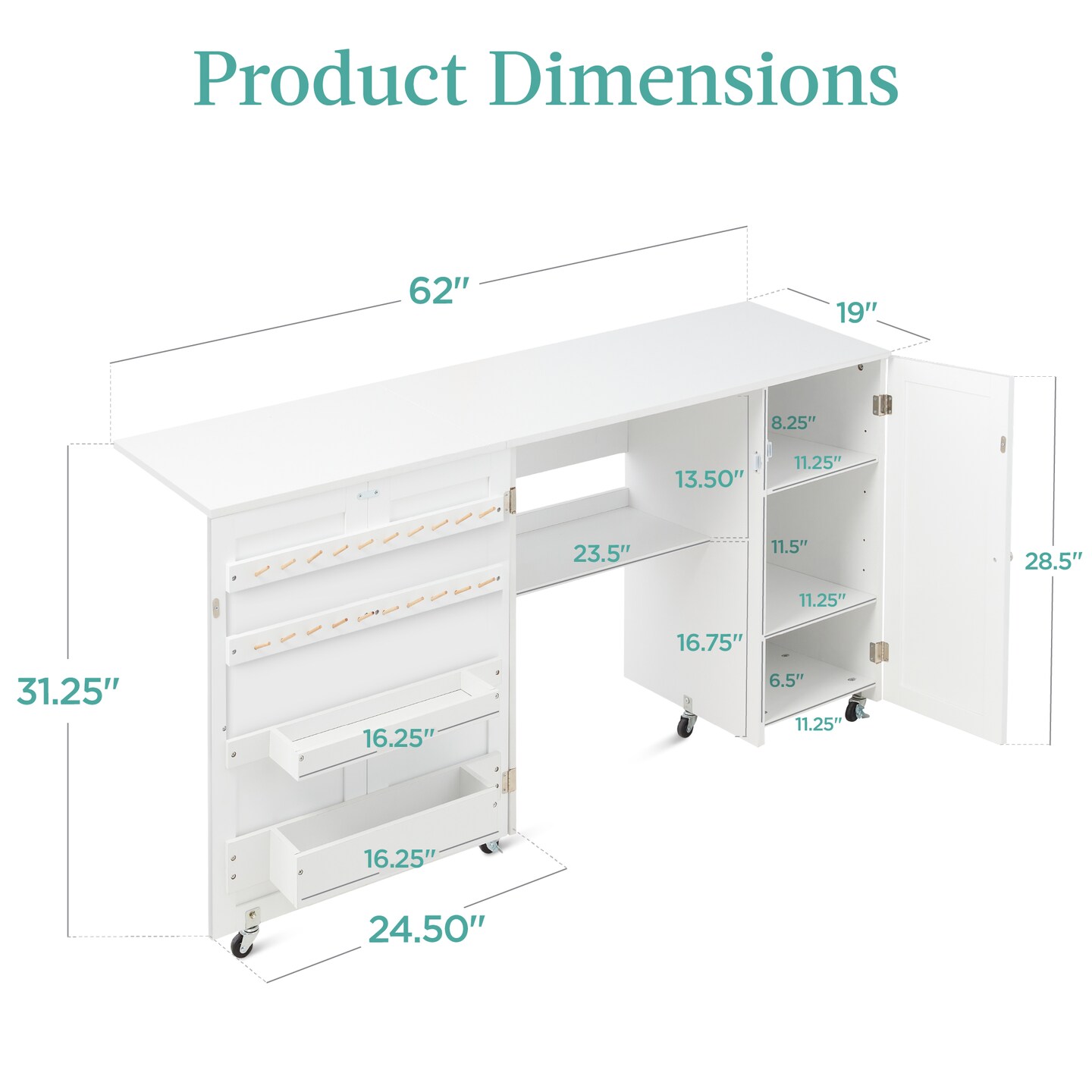 Best Choice Products Large Portable Multipurpose Folding Sewing Table w/ Magnetic Doors, Craft Storage